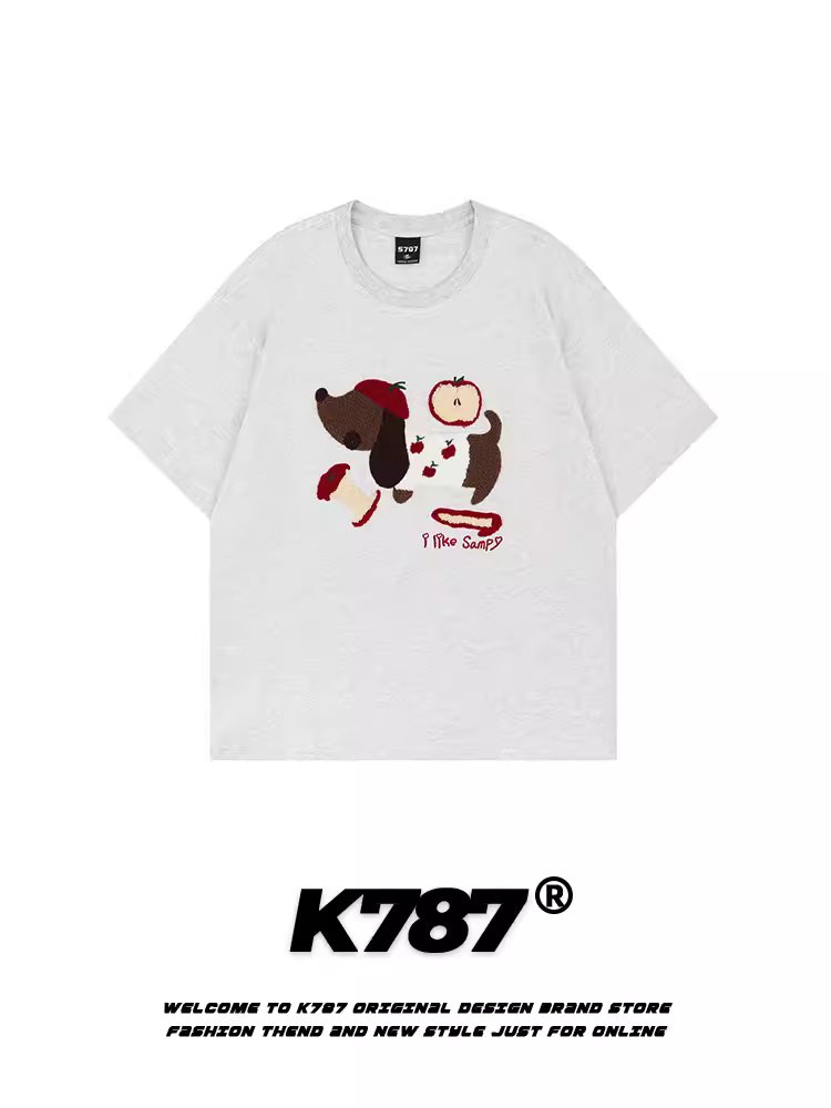 K787 Áo thun ngắn tay kiểu dáng cổ điển theo phong cách retro Mỹ dành cho nam và nữ, áo thun và áo phông thông thường dành cho cặp đôi, vui nhộn và đa năng.