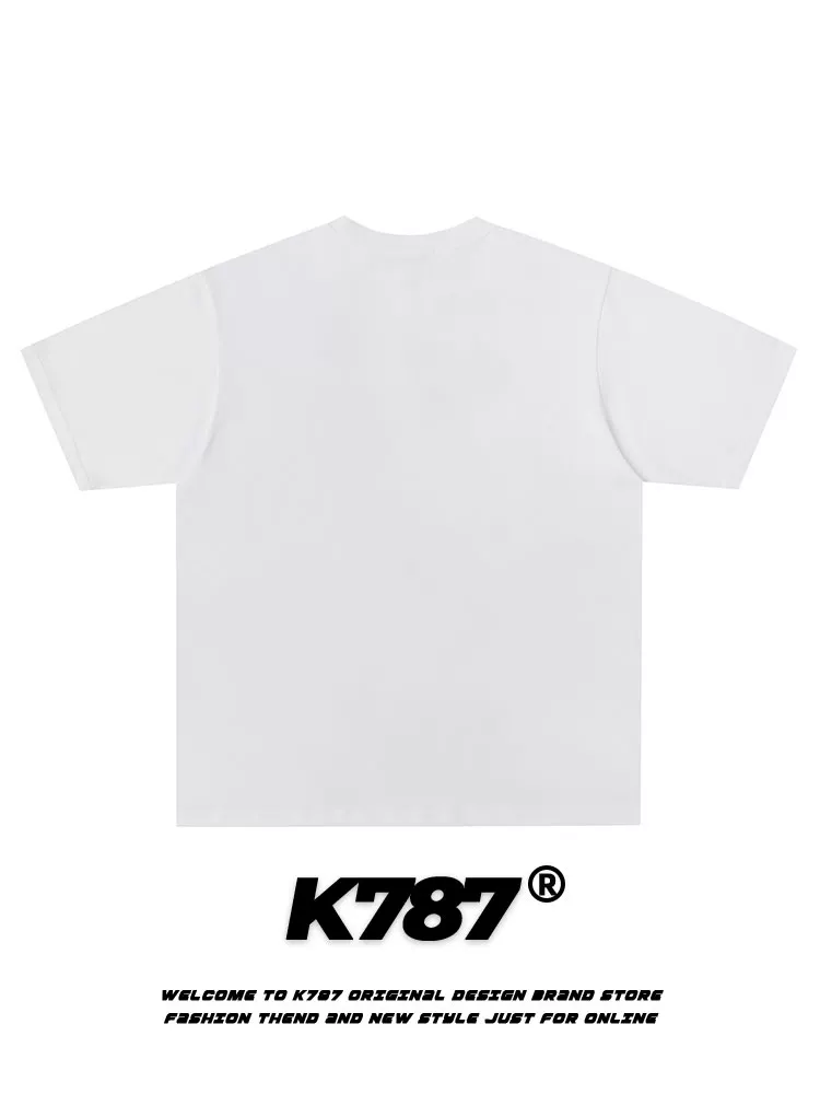 K787 Áo thun thể thao cổ điển kiểu Mỹ vui nhộn có chữ cái ngắn tay áo thun unisex sọc blokecore áo thun hàng đầu