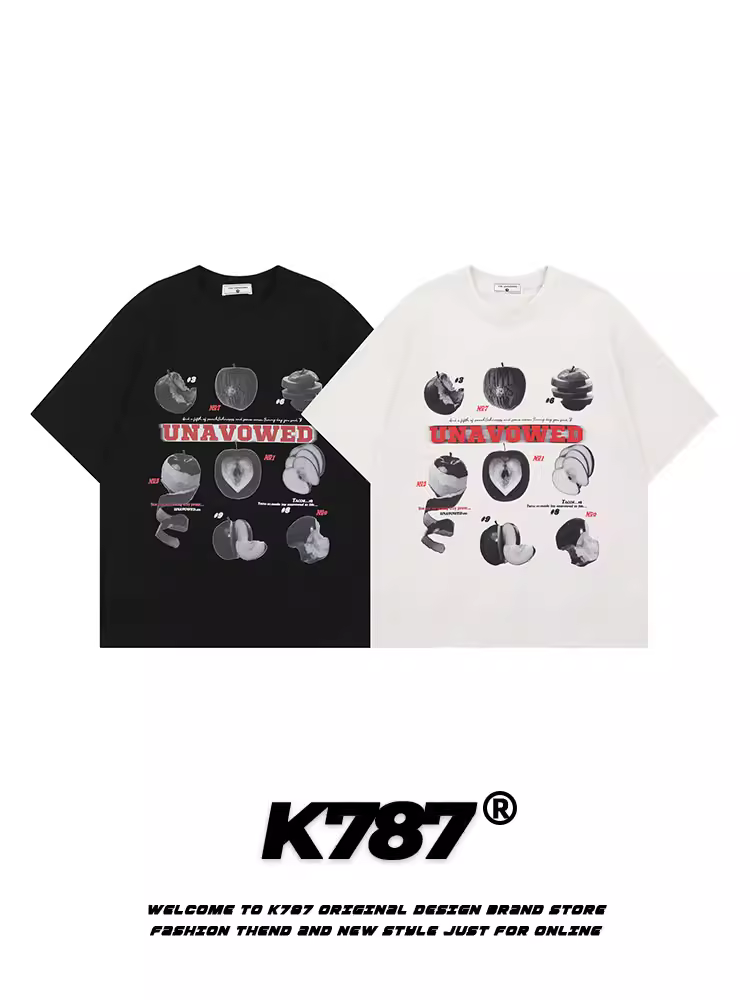 Áo thun ngắn tay kiểu Mỹ cổ điển K787 dành cho nam và nữ, phong cách lười biếng, áo đôi mùa hè 2025