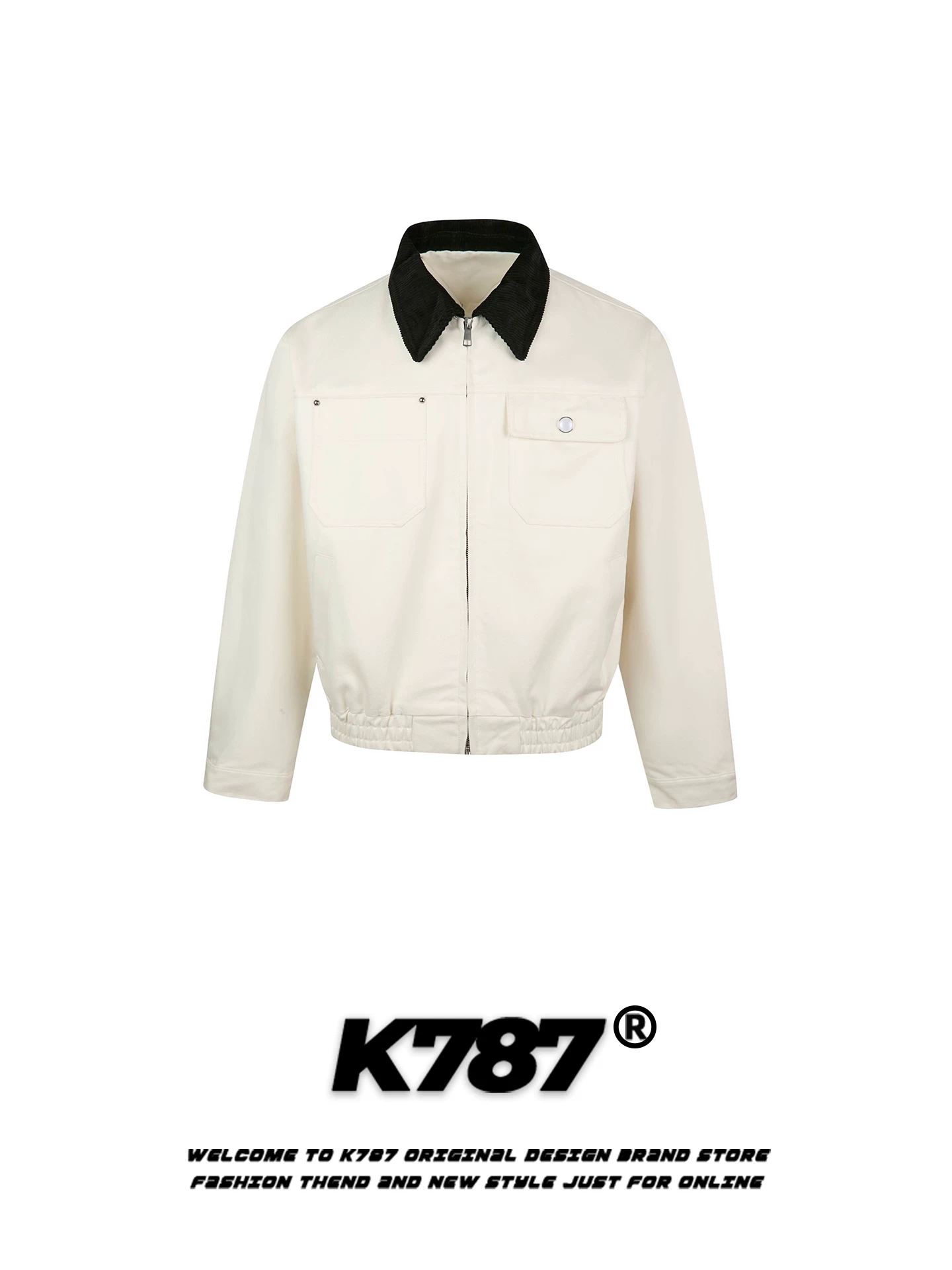 Áo khoác cổ điển kiểu Mỹ K787, phối màu, dáng rộng, phong cách unisex, màu hồng, áo khoác cặp đôi hợp thời trang