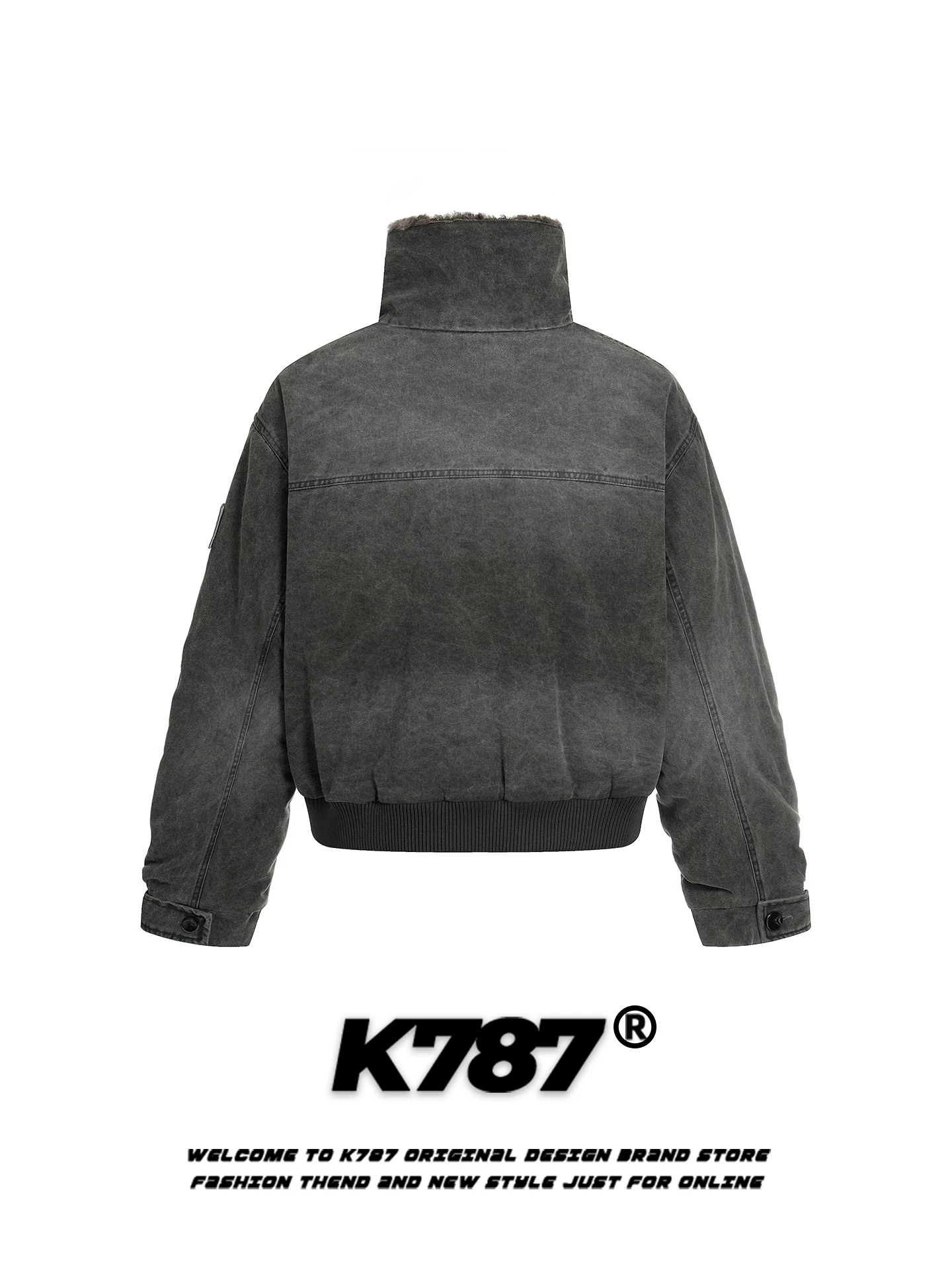 Áo khoác cotton cổ đứng kiểu Mỹ cổ điển K787 dành cho nam và nữ, dáng rộng, áo khoác cotton ấm áp cho cặp đôi mùa đông.