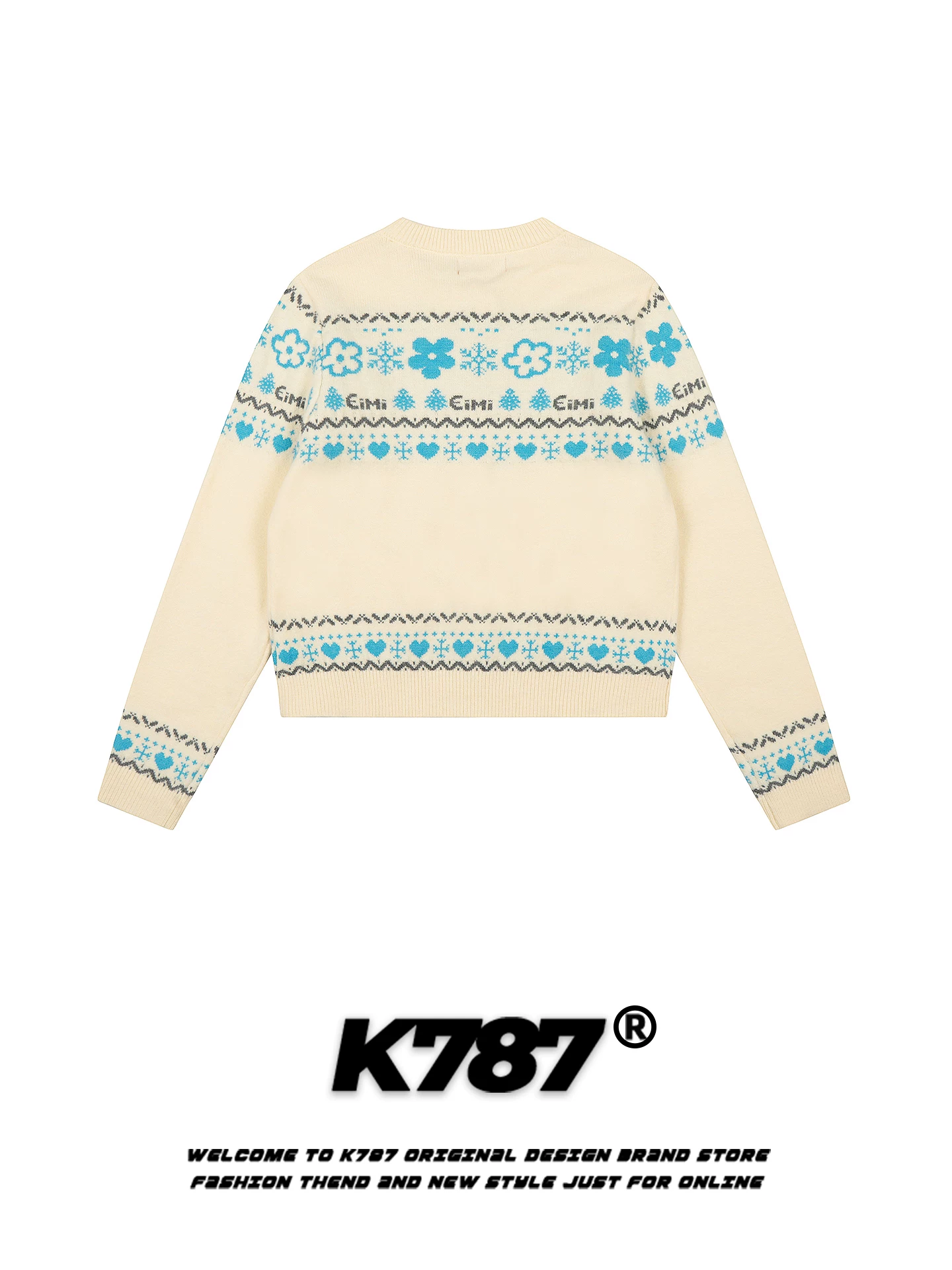 Áo cardigan dệt kim kiểu cổ điển ngọt ngào K787 Fair Isle dành cho nữ, phong cách giản dị kiểu Mỹ, áo khoác len ngắn ấm áp và trẻ trung.