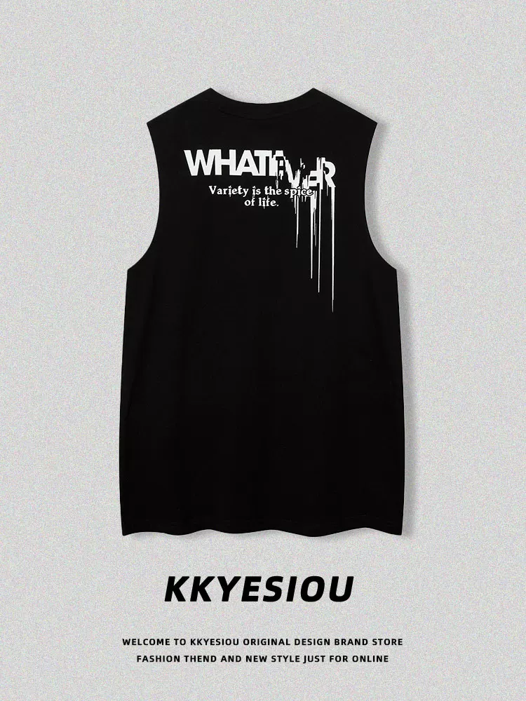 Áo vest unisex phong cách đường phố hip-hop, in chữ graffiti theo xu hướng retro Mỹ, kiểu dáng rộng rãi, dành cho cặp đôi.