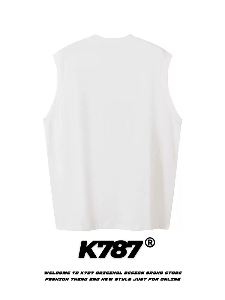 K787 Áo thun in hình quả táo theo phong cách retro Mỹ unisex thể thao đa năng áo lót oversize áo ba lỗ
