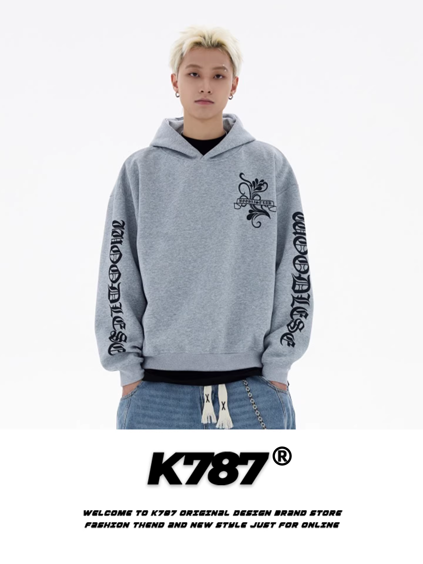 Áo hoodie in phong cách đường phố Gothic Mỹ K787, in chữ, dành cho nam và nữ, thời trang, cá tính, áo khoác cặp đôi hợp thời trang.