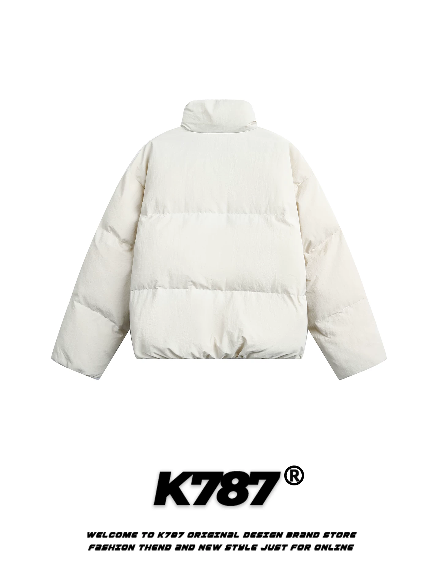K787 Mỹ retro hợp thời trang thương hiệu màu khối cổ đứng áo khoác cotton dày unisex dáng rộng mùa đông ấm áp cặp đôi áo khoác cotton