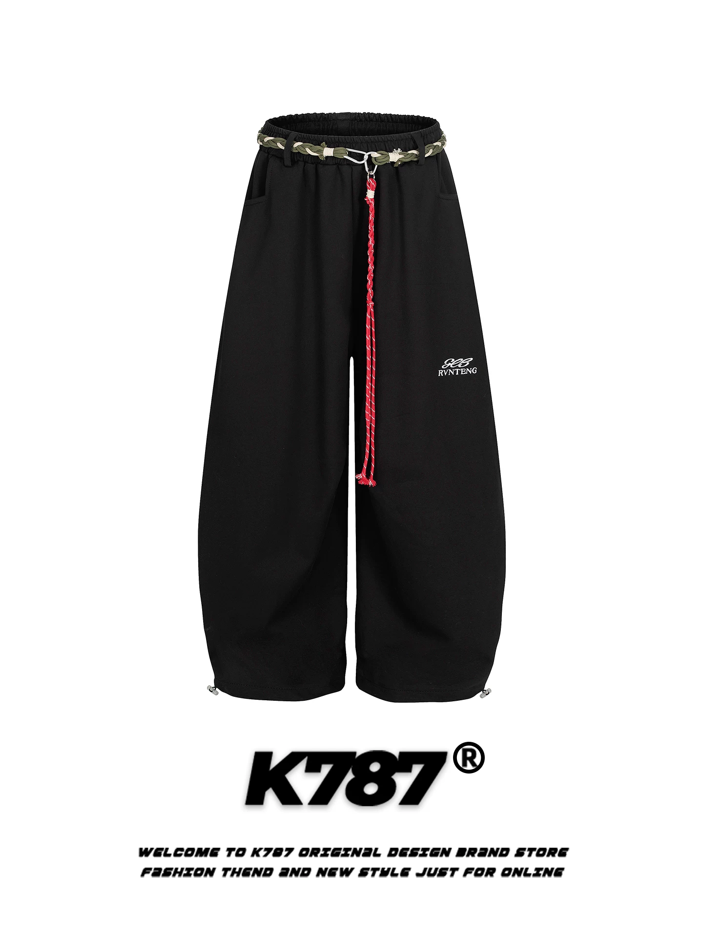 Quần jogger thể thao kiểu Mỹ K787, unisex, dáng rộng, cạp cao, tôn dáng, ống rộng, kiểu dáng xuông.