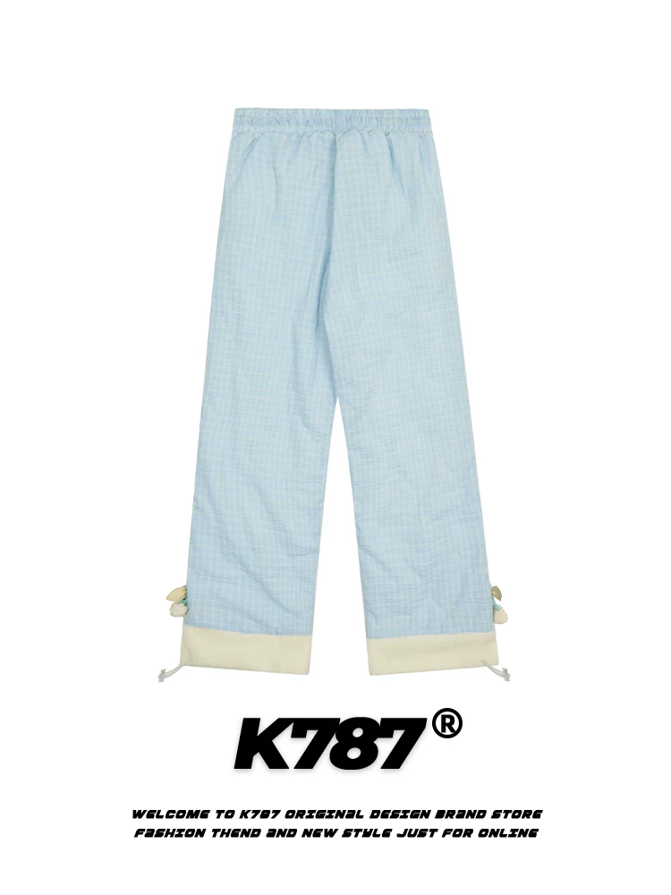 Quần kaki kẻ caro dày dặn, viền thô, may chần kiểu Mỹ cổ điển K787 dành cho nam và nữ, quần cotton mùa đông phong cách Nhật Bản, kiểu học sinh.