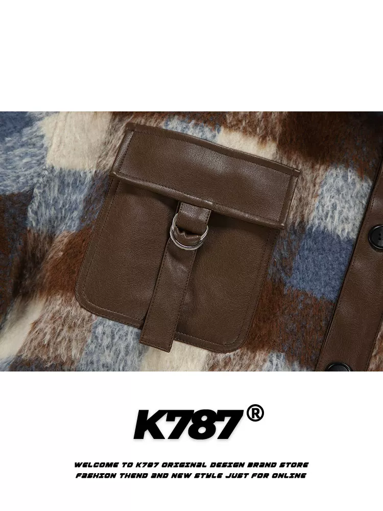 Áo khoác cotton kẻ caro phong cách retro Mỹ K787 dành cho nam và nữ, áo khoác cặp đôi đa năng thời trang đường phố mùa đông 2024
