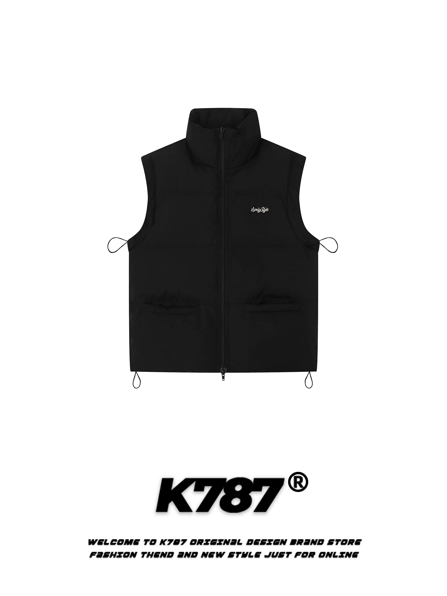 Áo gile cotton dày giữ ấm cổ đứng màu trơn kiểu Mỹ cổ điển K787 dành cho nữ, áo gile không tay phối lớp dày dặn kiểu cặp đôi, áo khoác ngắn