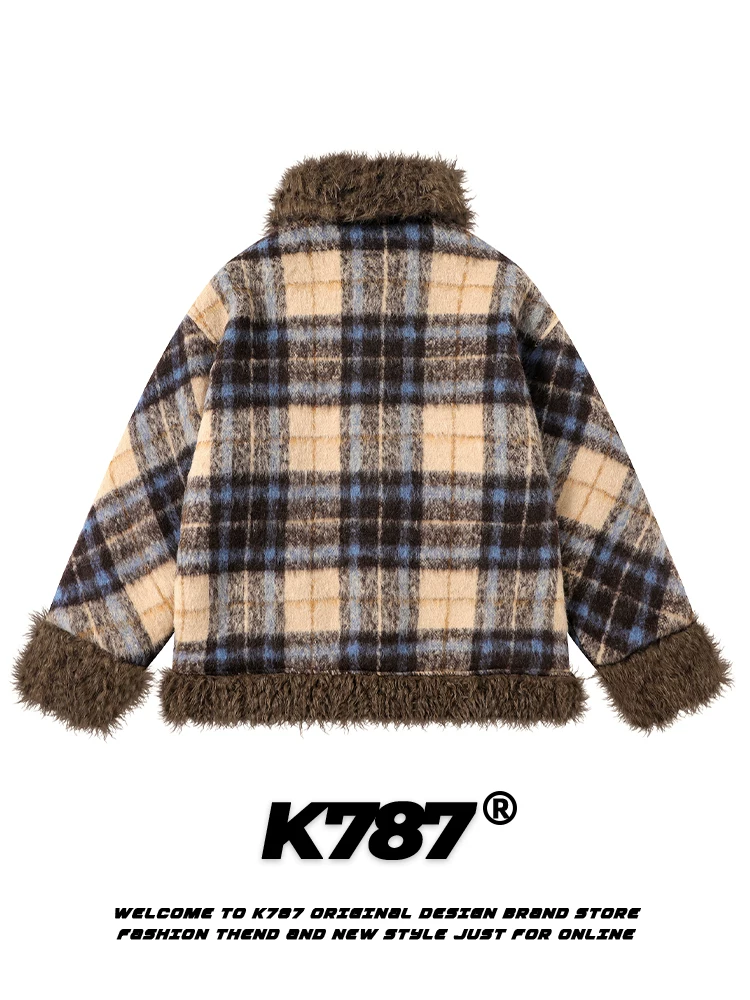 Áo khoác cotton kiểu Chanel nhỏ gọn kiểu Pháp K787 dành cho nam và nữ, áo khoác cotton mùa đông dày dặn bằng len cừu cổ điển kiểu Mỹ.