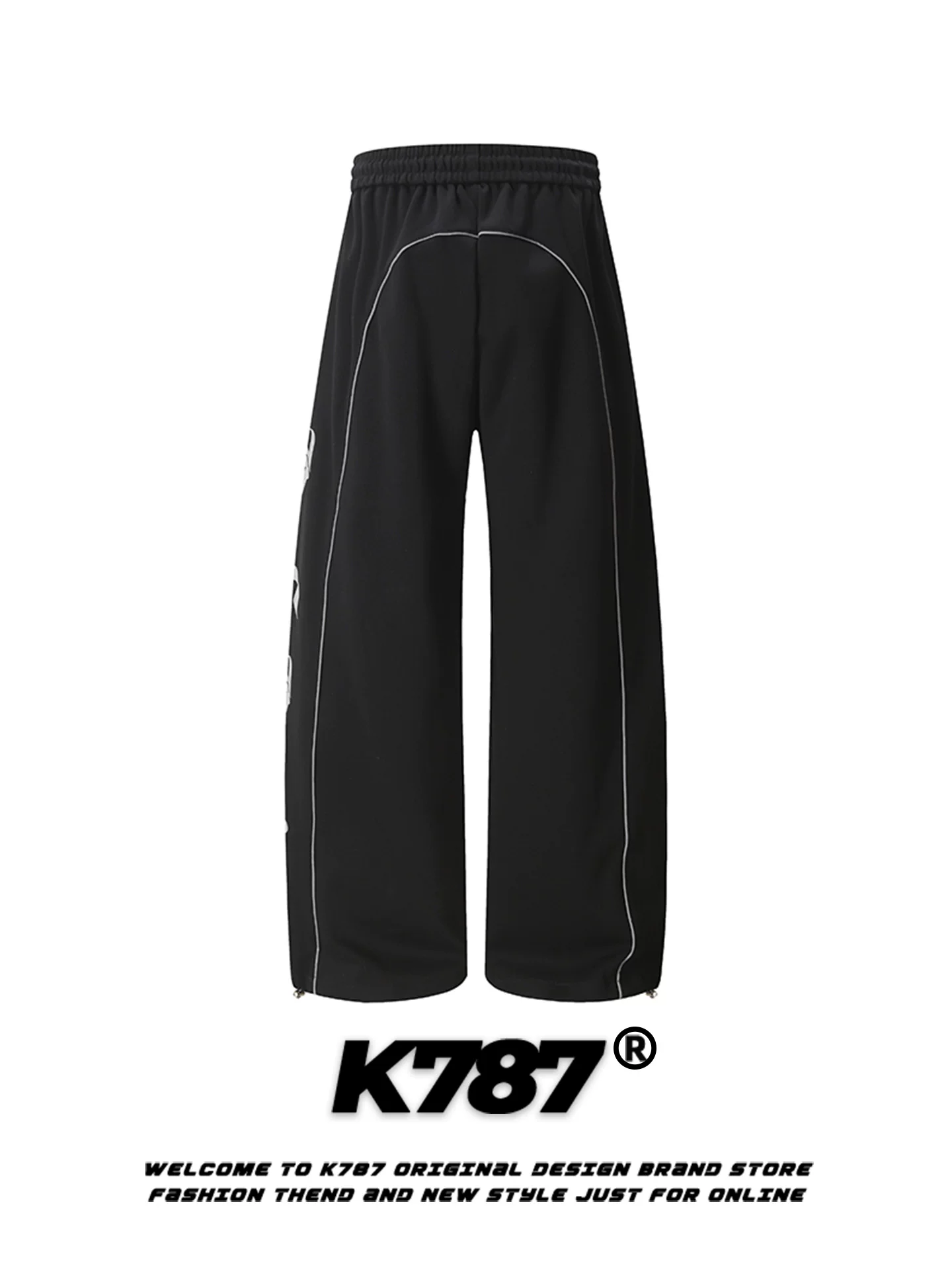 Quần thể thao unisex K787 phong cách đường phố Mỹ, in chữ, cạp cao, kiểu dáng jazz hip-hop, dây rút, ống thẳng