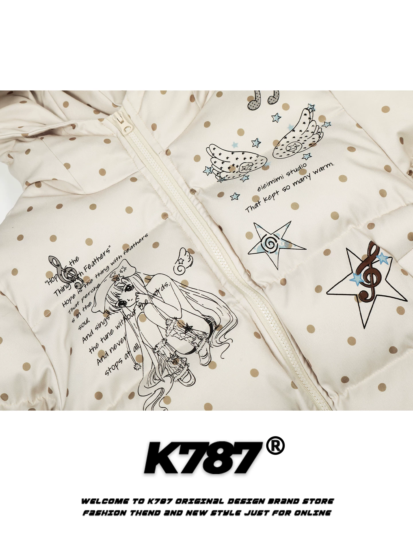 Áo khoác cotton có mũ trùm đầu kiểu Mỹ K787 dành cho nữ, phong cách cô gái ngọt ngào giảm tuổi tác, áo khoác cotton ngắn ấm áp giản dị.