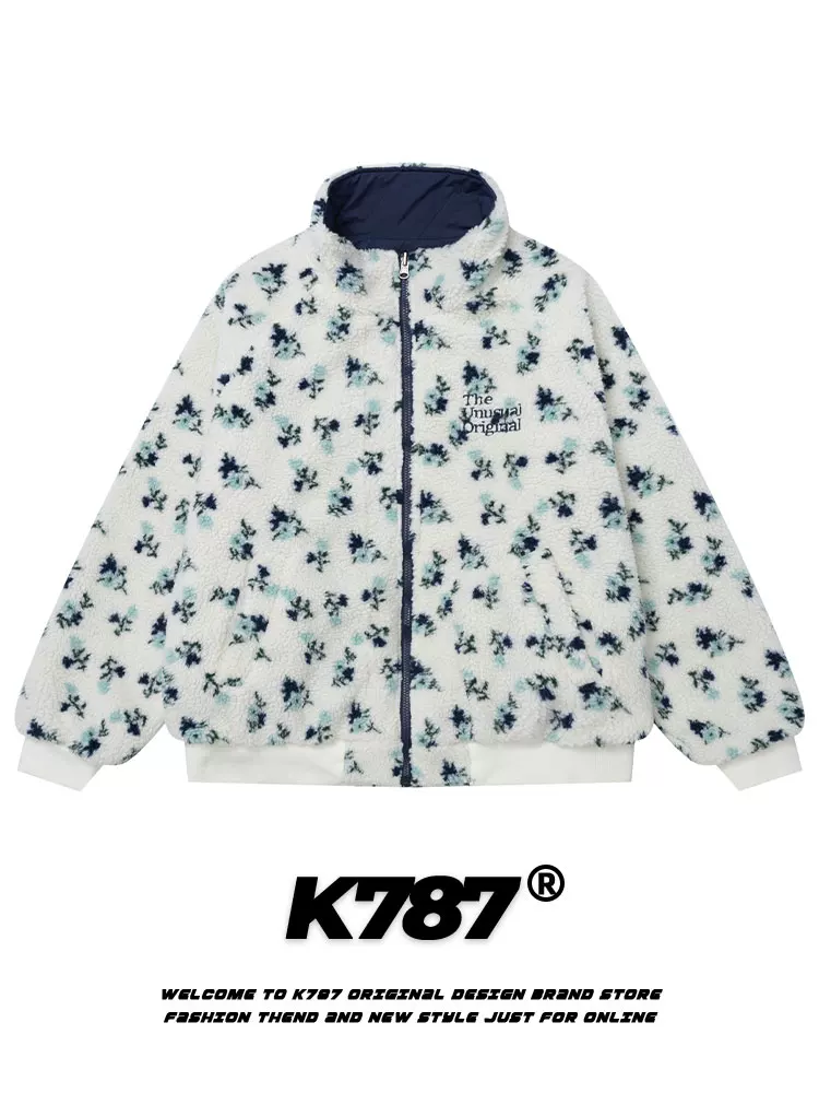 Áo khoác cotton hoa văn kiểu Trung Quốc K787 có thể mặc hai mặt dành cho nam và nữ, lót lông cừu và dày dặn, áo khoác cotton thêu kiểu đường phố.