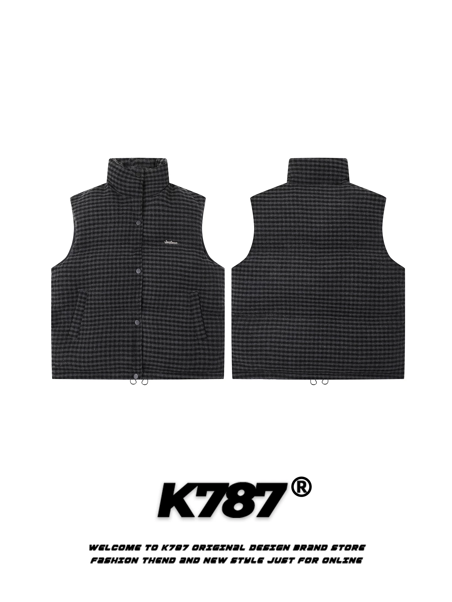 Áo khoác cotton dày cổ đứng kiểu Mỹ cổ điển K787 dành cho nam và nữ, áo khoác vest giữ ấm mùa đông cho cặp đôi.