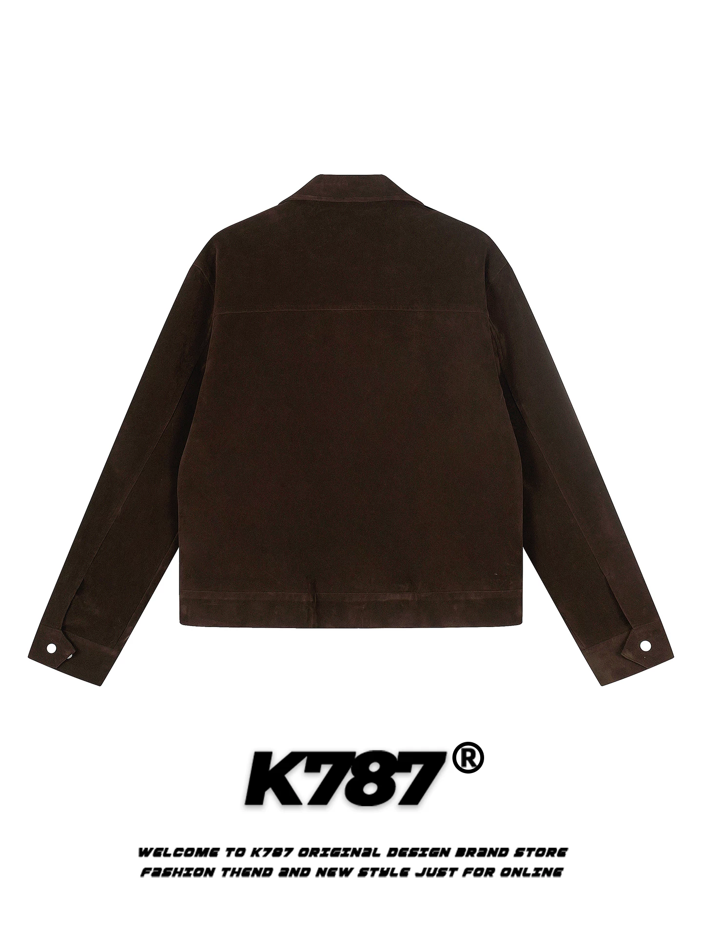Áo khoác cardigan chất liệu da lộn kiểu Mỹ cổ điển K787 dành cho nam và nữ, dáng rộng, phong cách quốc dân, màu cà phê, áo khoác đôi mùa thu