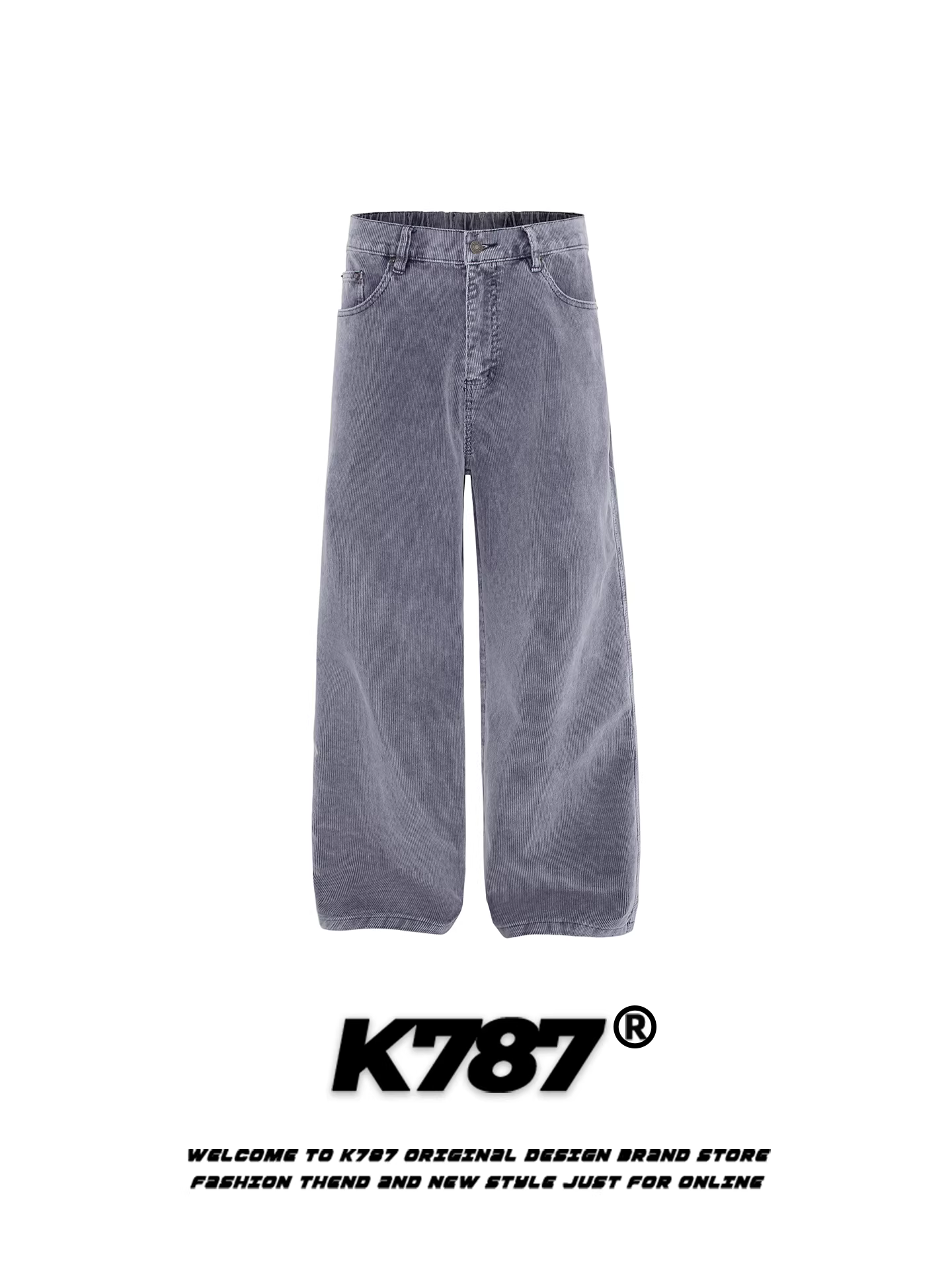 Quần âu kiểu Mỹ cổ điển K787 chất liệu corduroy, thiết kế rách cá tính, dành cho nam và nữ, dáng rộng, phong cách tiền đại lý, đường phố, ống thẳng, ống rộng.