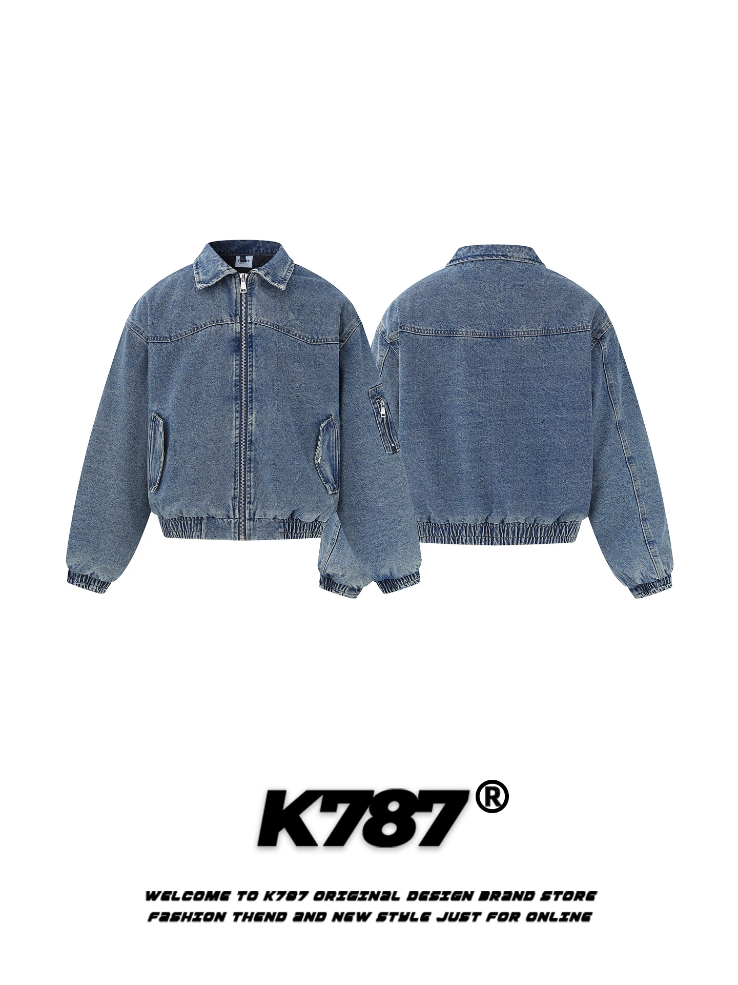 Áo khoác denim cotton cổ điển kiểu Mỹ K787, đã qua xử lý làm mềm, dành cho nam và nữ, thương hiệu thời thượng, ấm áp và dày dặn, phong cách và cá tính.