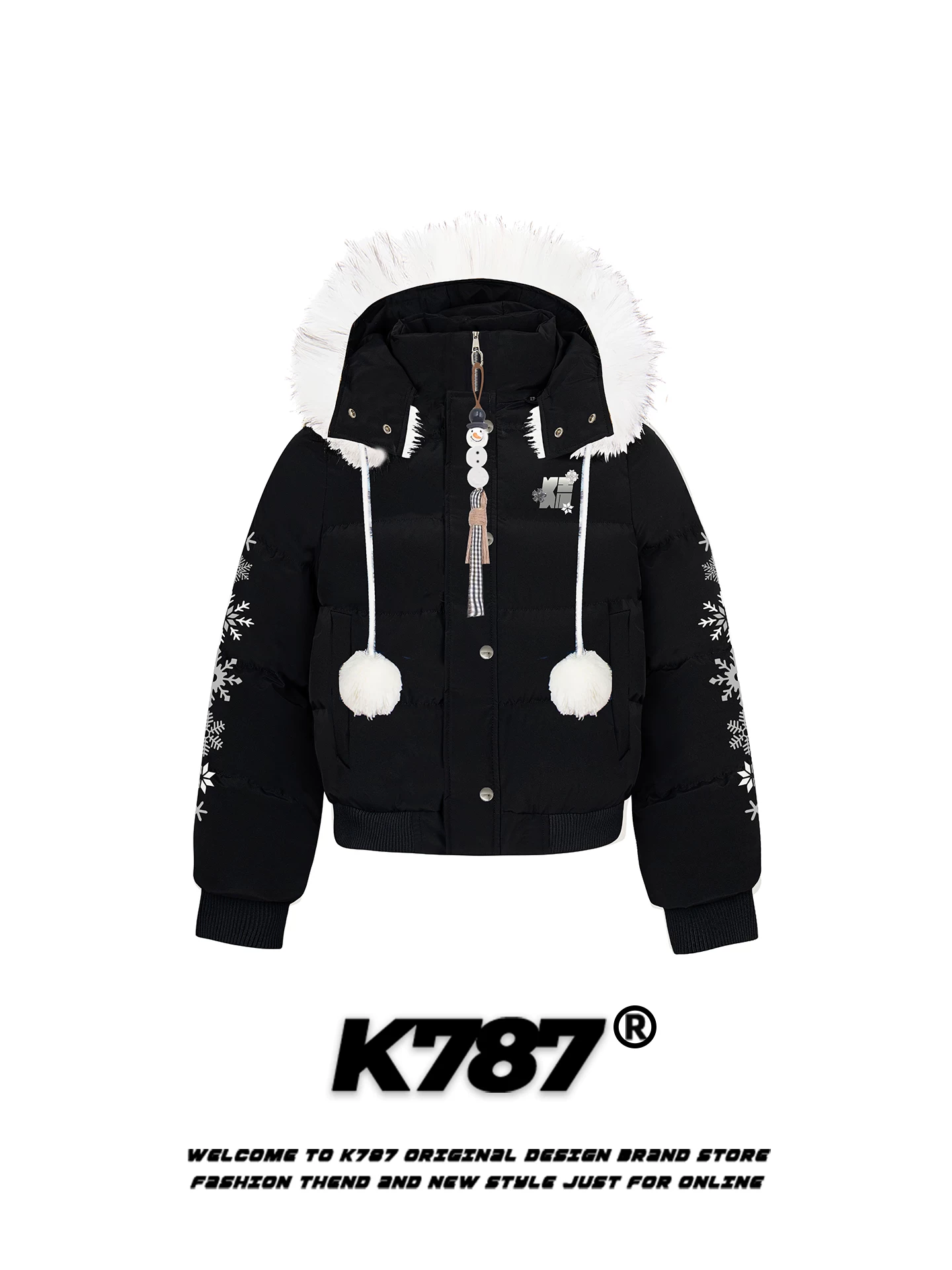 Áo khoác cotton có mũ trùm đầu cổ lông lớn kiểu retro Mỹ K787 dành cho nữ, có dây thắt eo, giảm tuổi tác, ấm áp, áo khoác cotton ngắn màu hồng.