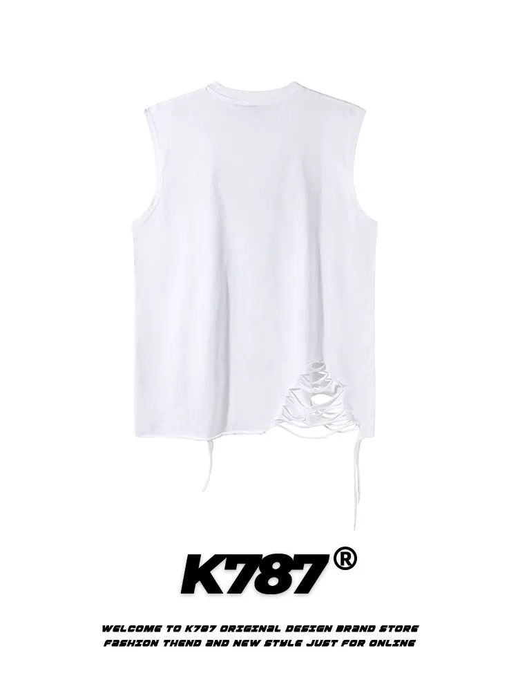 Áo ba lỗ unisex oversize in họa tiết sao phong cách đường phố Mỹ K787, kiểu dáng rộng rãi, không tay