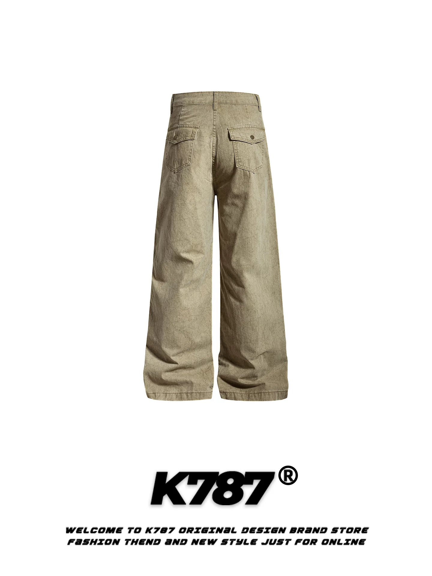 Quần cargo unisex dáng rộng, màu phối, kiểu dáng retro Mỹ, chất liệu rivet, thiết kế deconstructed, dài chấm đất, dáng thẳng, tôn dáng, phong cách casual.
