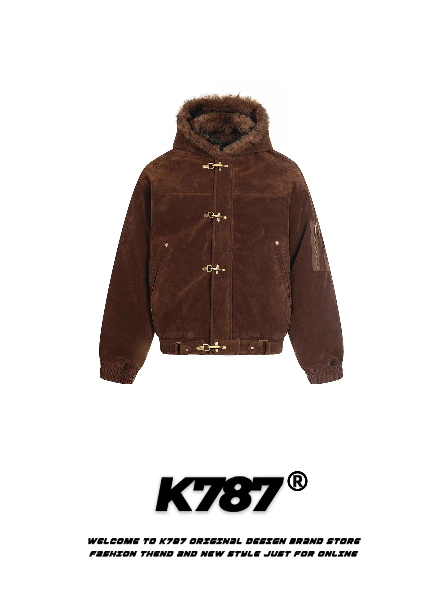 Áo khoác cotton có mũ trùm đầu kiểu dáng cổ điển Mỹ K787 dành cho nam và nữ, áo khoác cotton dày dặn và ấm áp mùa đông dành cho cặp đôi.