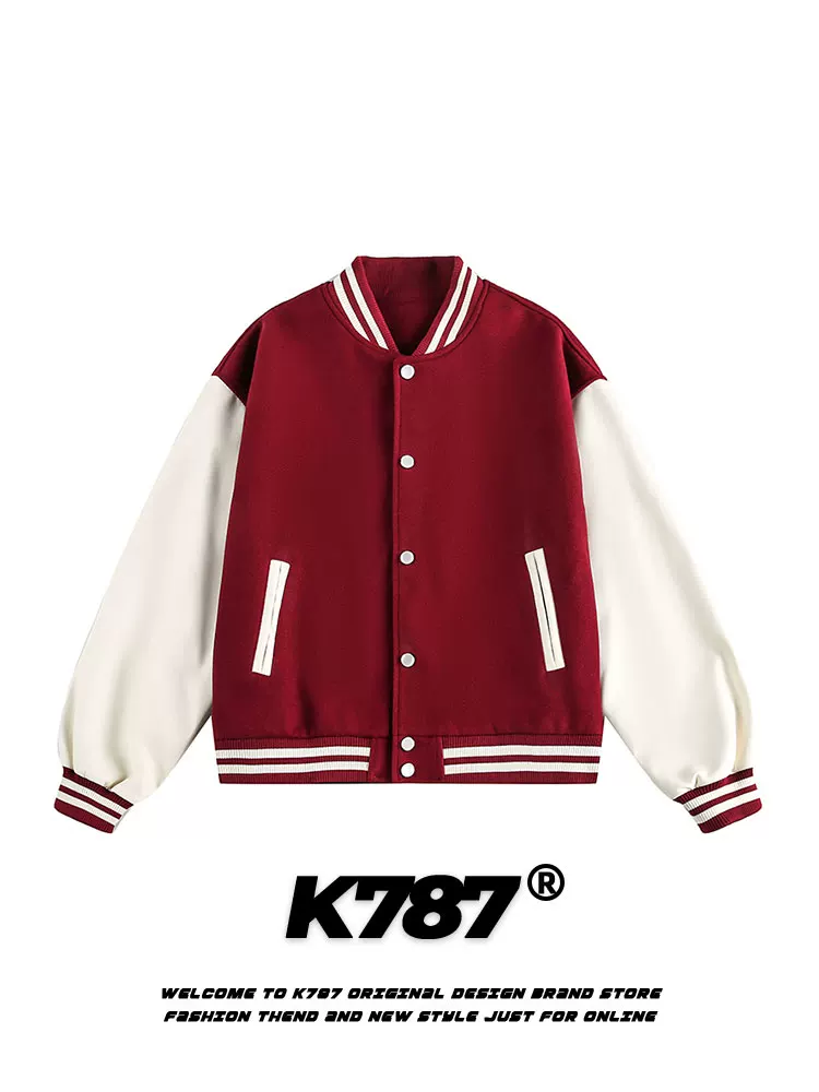 K787 Áo khoác bóng chày sọc phong cách đường phố Mỹ unisex phong cách đại học Y2K áo khoác cặp đôi đa năng