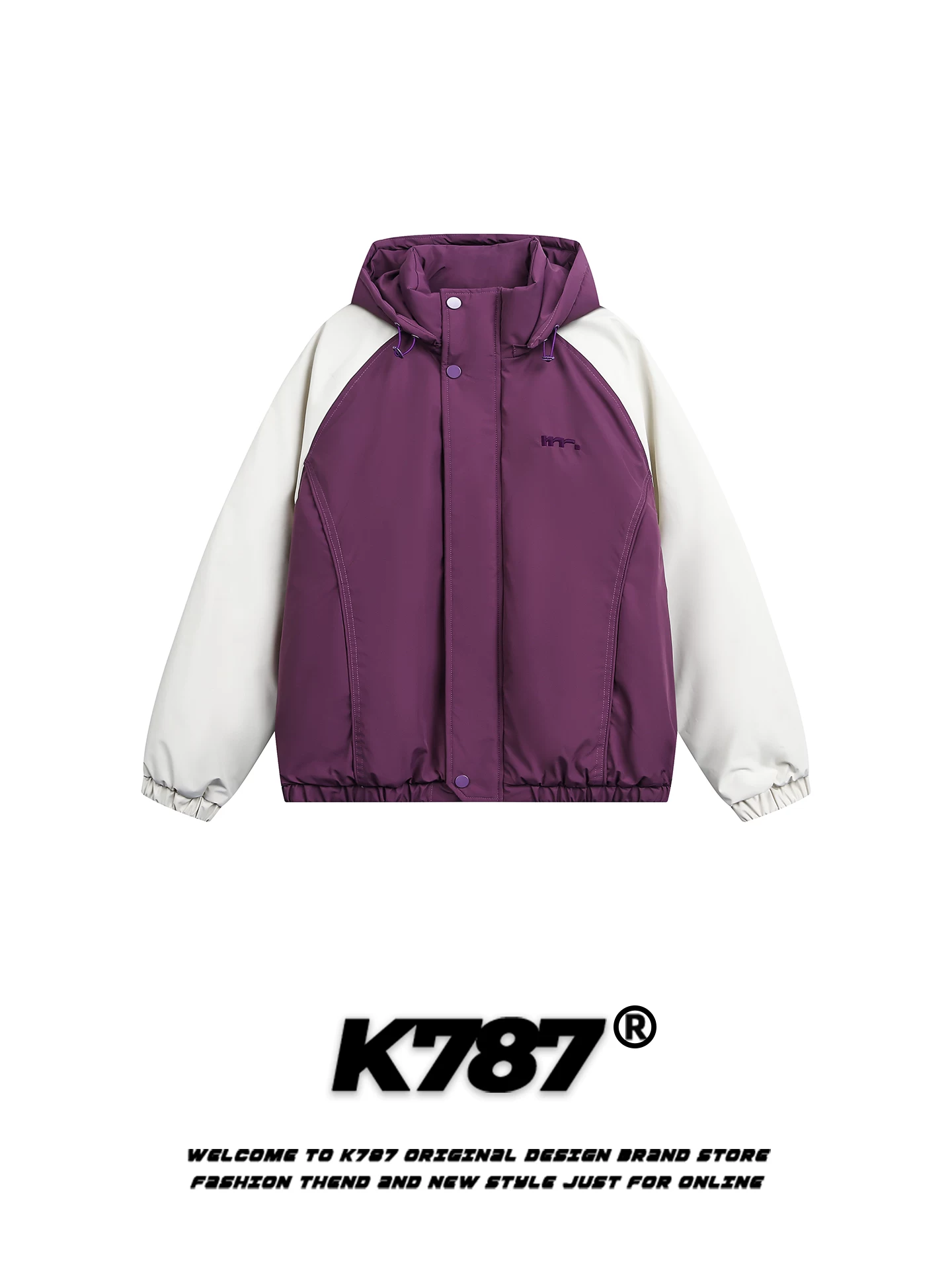 Áo khoác cotton dày có mũ trùm đầu, phối màu retro kiểu Mỹ K787, unisex, thời trang, thương hiệu nổi tiếng, giữ ấm mùa đông 2025, áo khoác cotton đôi