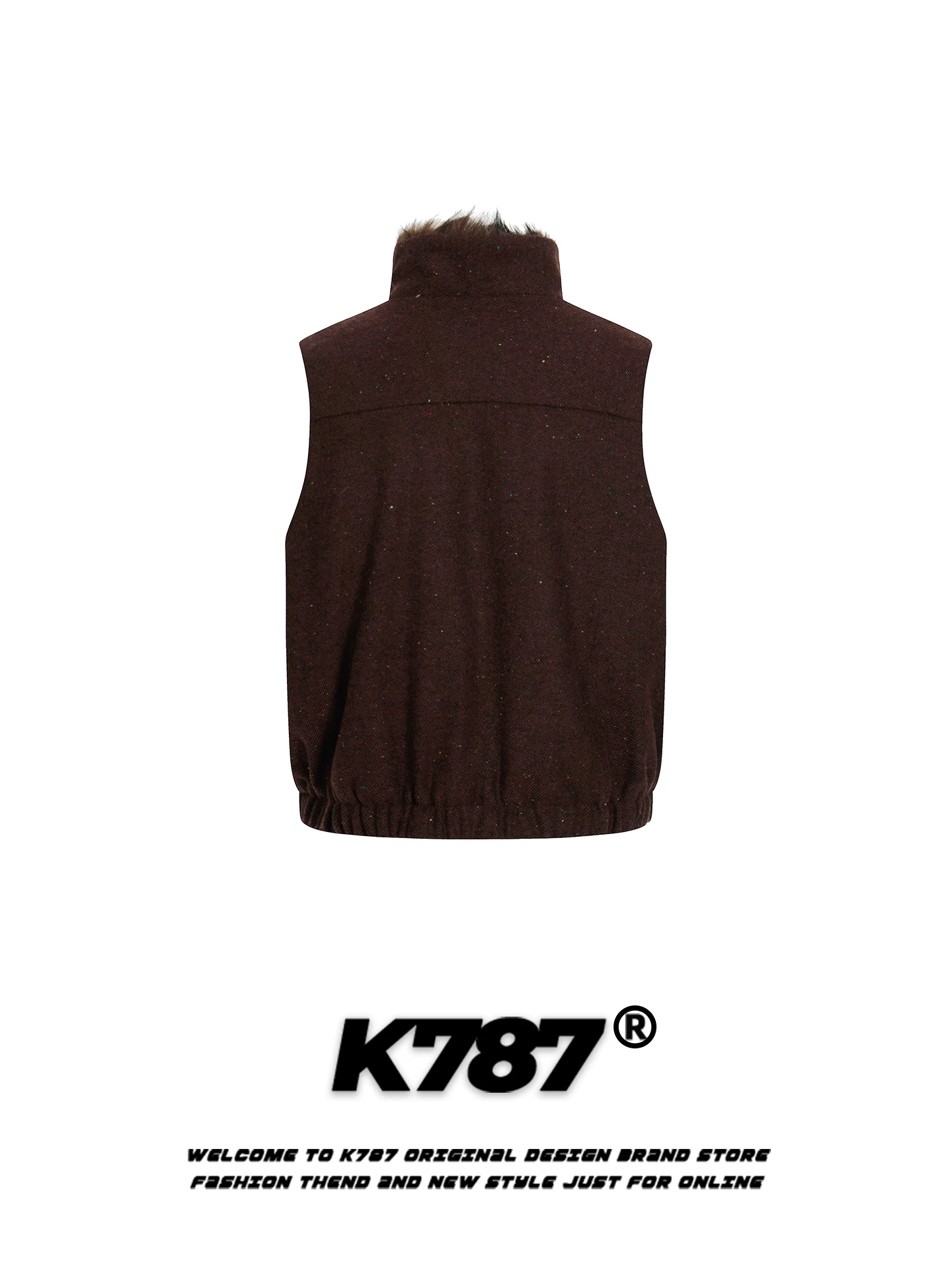 K787 Áo vest cổ đứng cổ lông phong cách cổ điển retro của Mỹ dành cho nam và nữ, dáng rộng, dày dặn, ấm áp, mặc nhiều lớp, áo khoác cotton đôi cho mùa đông.