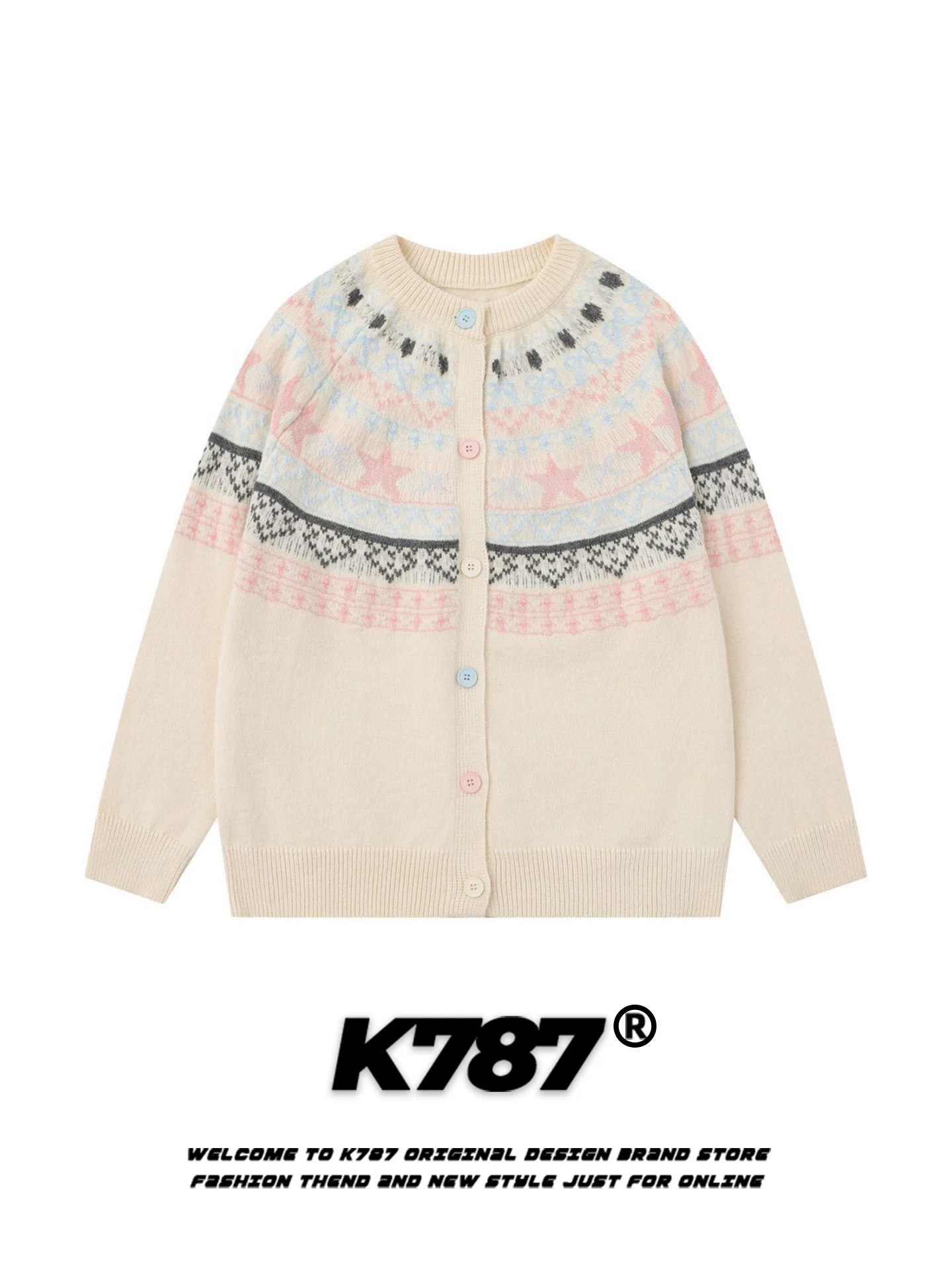 Áo len cardigan kiểu Mỹ cổ điển K787 dành cho nữ, phong cách giản dị, thoải mái, áo khoác màu xám dệt kim dành cho người đi làm.