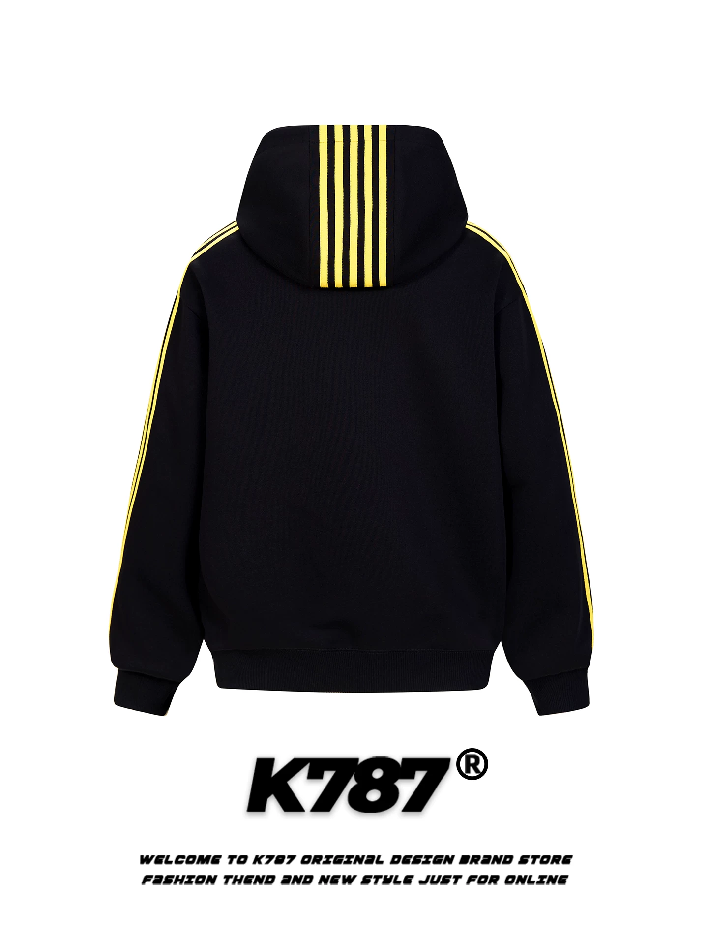 Áo hoodie in họa tiết retro Mỹ K787, kiểu dáng unisex, in họa tiết cũ kỹ, sọc, rộng rãi, phong cách Trung Hoa, áo khoác cặp đôi thường ngày