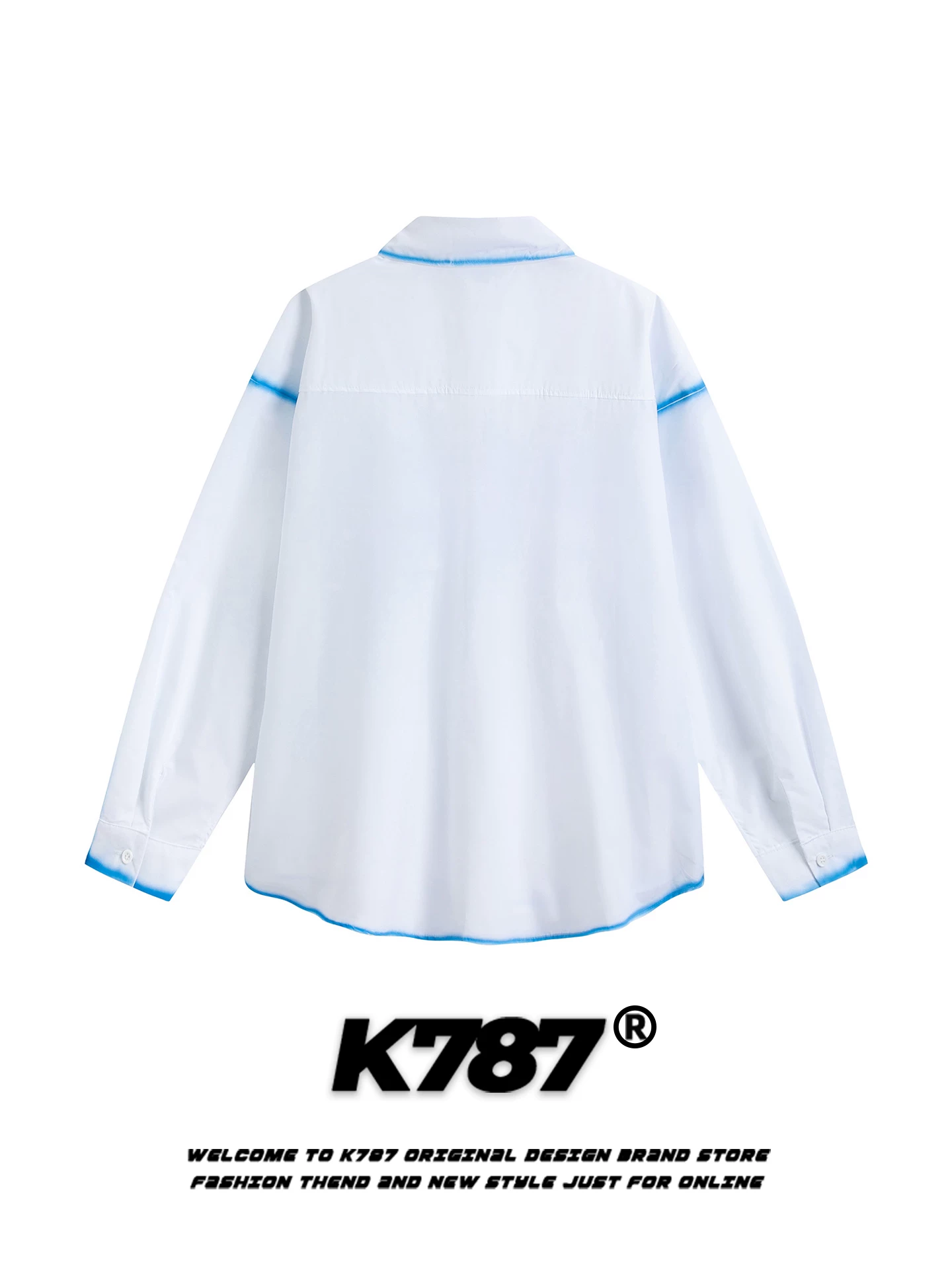 K787 Áo sơ mi dài tay in chữ và ngôi sao theo phong cách Mỹ dành cho nam và nữ, áo sơ mi cặp đôi đi làm thường ngày rộng rãi, phong cách đường phố