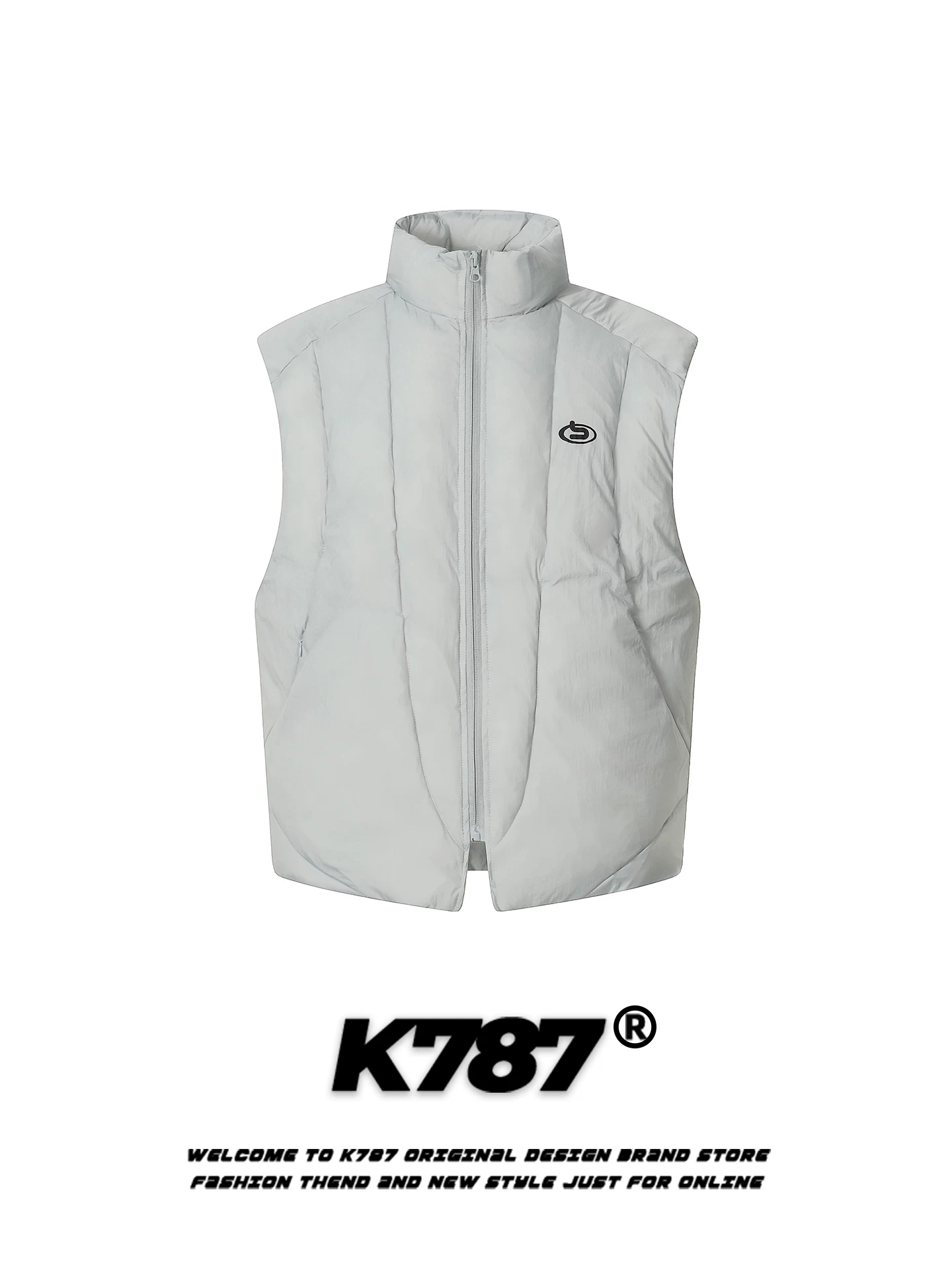 K787 Áo vest cổ đứng cleanfit cổ điển kiểu Mỹ dành cho nam và nữ, áo khoác cotton không tay dáng rộng giản dị ấm áp theo xu hướng quốc gia