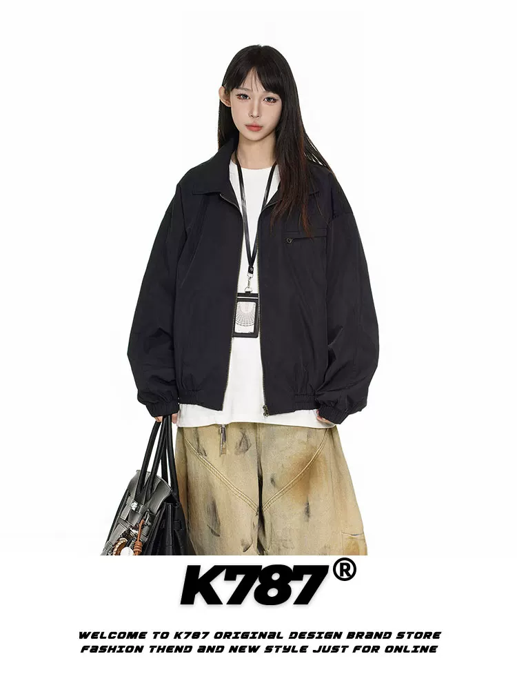 Áo khoác công sở màu trơn phong cách retro Mỹ K787 unisex cleanfit2025 áo khoác cặp đôi thường ngày mùa xuân