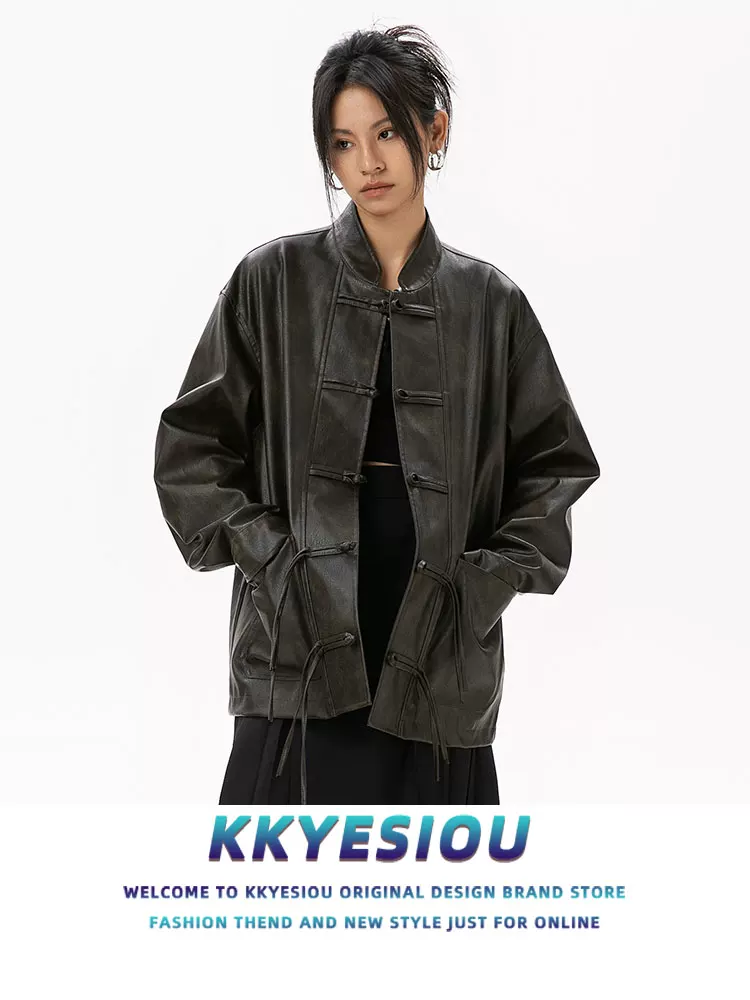 Áo khoác da lộn kiểu dáng mới của Trung Quốc KKyesiou dành cho nam và nữ, phong cách hip-hop đường phố
