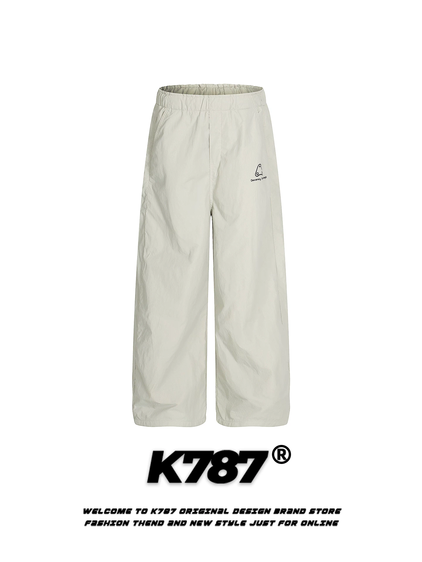 Quần dù kiểu Mỹ cổ điển đơn giản, unisex, rộng rãi, thời trang, dáng thẳng, cạp cao, thể thao, dài chấm đất, ống rộng