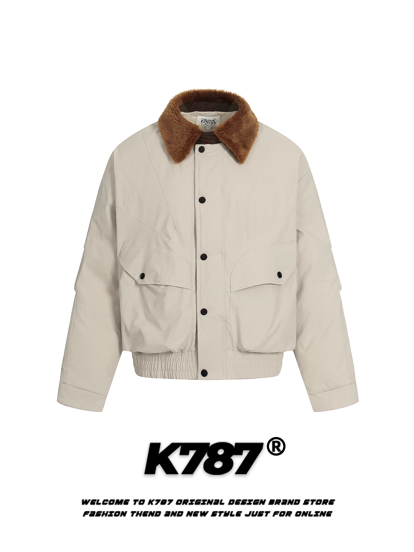 Áo khoác len cừu cổ điển kiểu Mỹ K787, chất liệu cotton, dành cho nam và nữ, dáng rộng, ấm áp và dày dặn, chất liệu cotton sạch sẽ, thích hợp cho mùa đông.