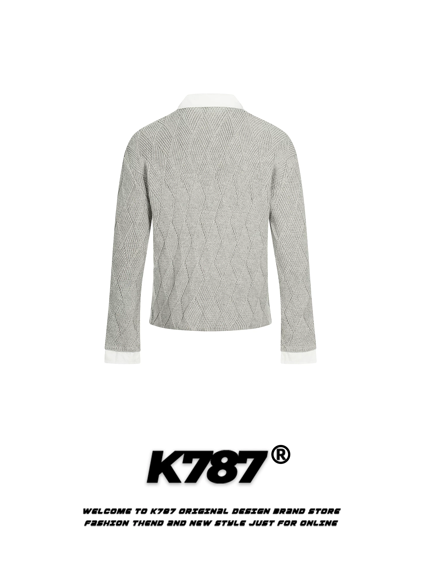 Áo len dệt kim cổ polo thêu kim cương kiểu Mỹ cổ điển K787 dành cho nam và nữ, kiểu dáng rộng rãi và thoải mái, ấm áp và dễ chịu.