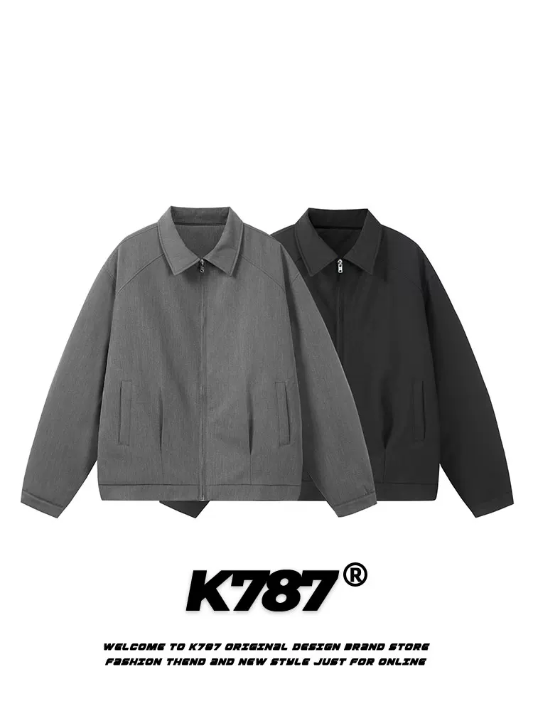 Áo khoác cotton cổ điển kiểu Mỹ K787, màu trơn, dáng ôm, unisex, xu hướng quốc dân, đa năng, mùa đông 2024