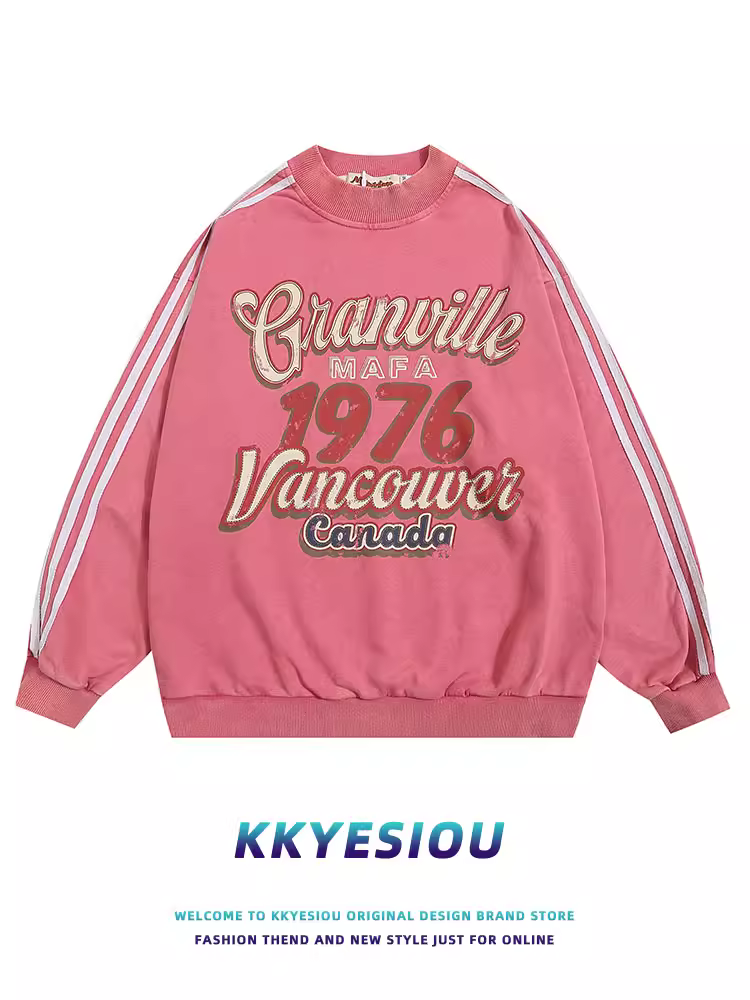 Áo thun in chữ thương hiệu KKyesiou theo phong cách retro Mỹ dành cho nam và nữ, kiểu dáng rộng rãi, dành cho cặp đôi