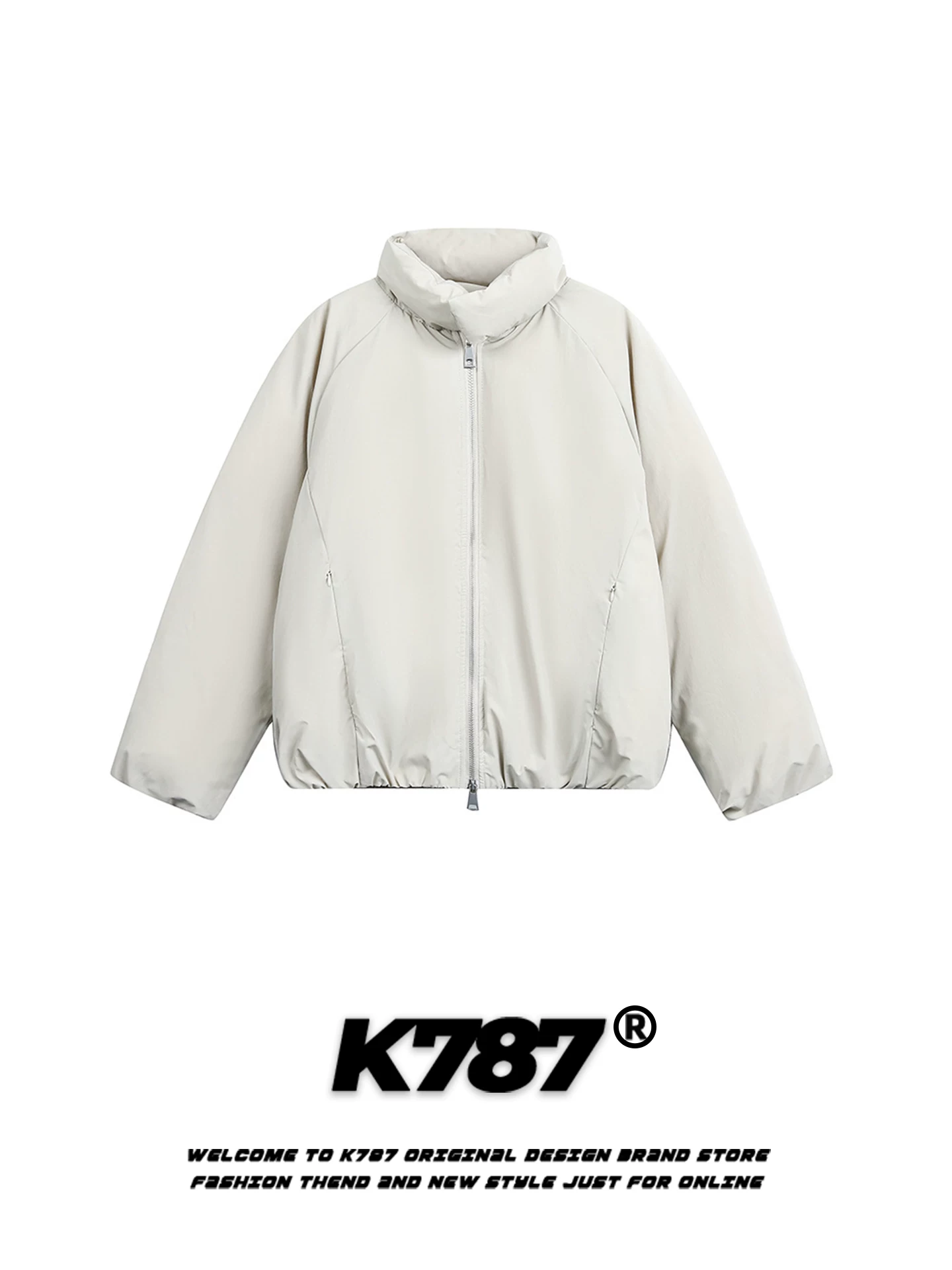 Áo khoác cotton dày cổ đứng màu trơn đơn giản kiểu Mỹ K787 dành cho nam và nữ, kiểu dáng gọn gàng, ấm áp, áo khoác cotton mùa đông dành cho cặp đôi