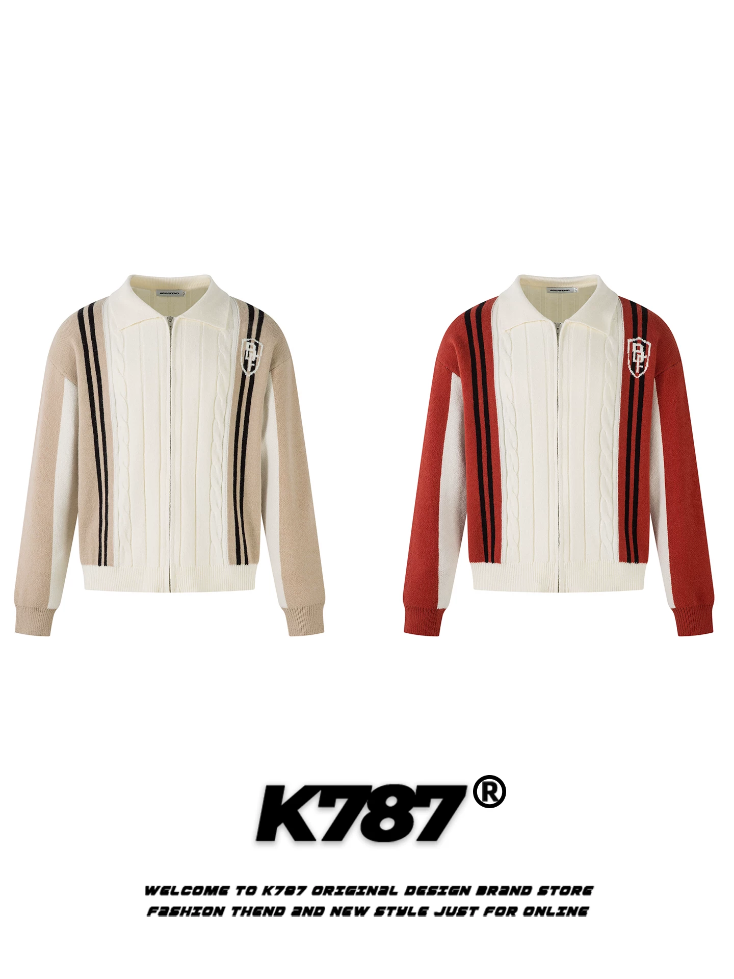 Áo len cardigan phối màu retro kiểu Mỹ K787 dành cho nam và nữ, áo khoác dệt kim dáng rộng, phong cách giản dị, hợp thời trang, dành cho cặp đôi, mùa thu