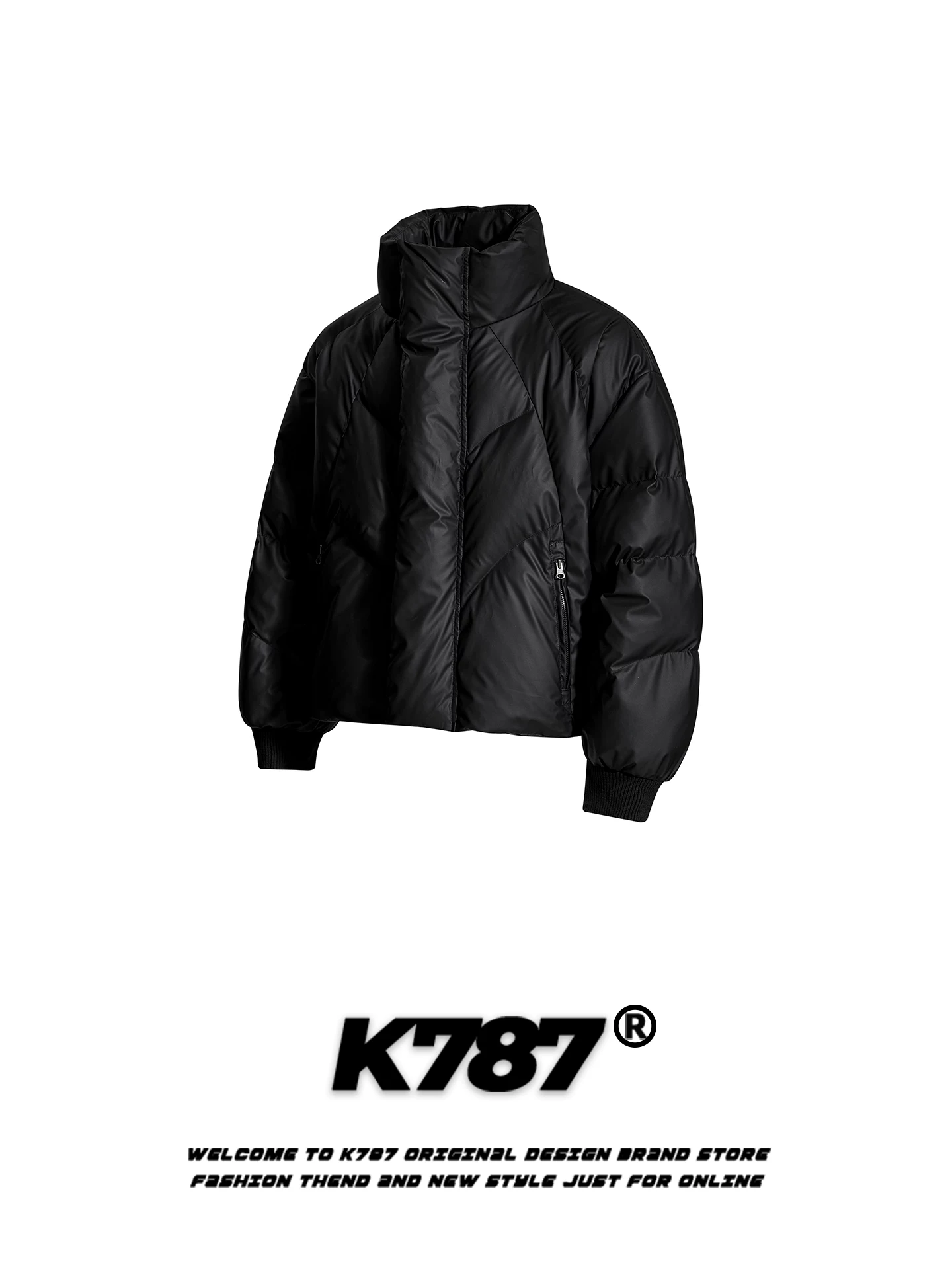 Áo khoác cotton dáng rộng cổ đứng màu trơn phong cách Mỹ K787 dành cho nam và nữ, áo khoác cotton dày dặn và ấm áp mùa đông dành cho cặp đôi.