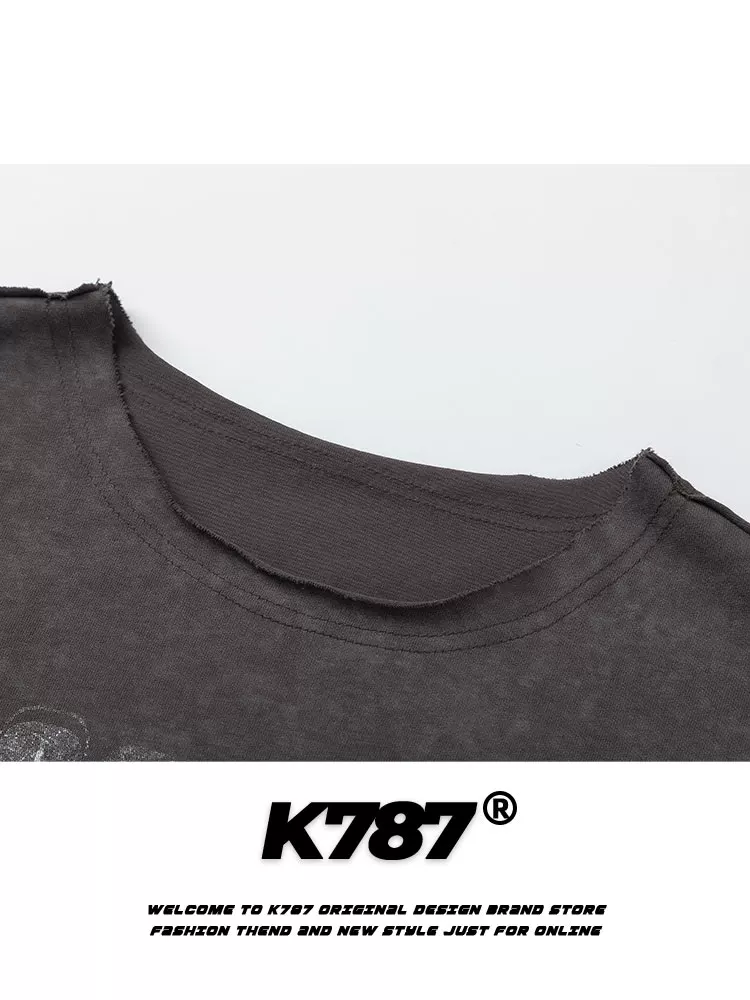 Áo gile không tay unisex phong cách retro Mỹ, in chữ kiểu cũ, phong cách đường phố thể thao, cổ điển K787