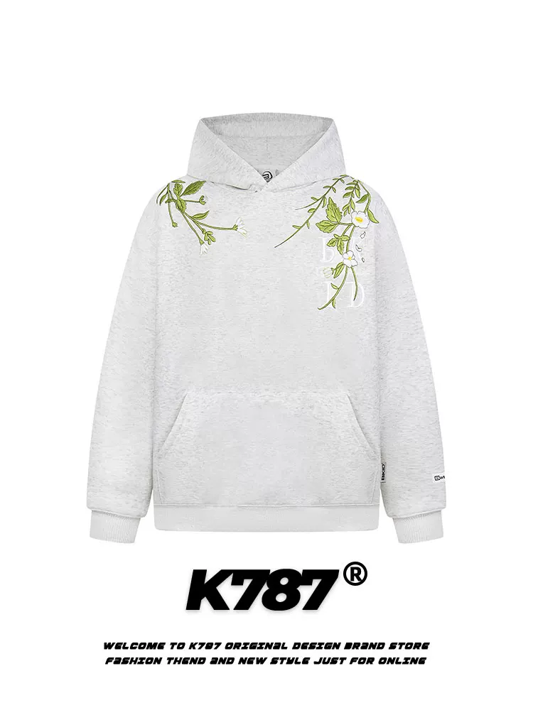 Áo hoodie thêu hoa phong cách retro Mỹ K787 dành cho nam và nữ, xu hướng quốc dân, phong cách năng động, áo khoác cặp đôi mùa thu 2025