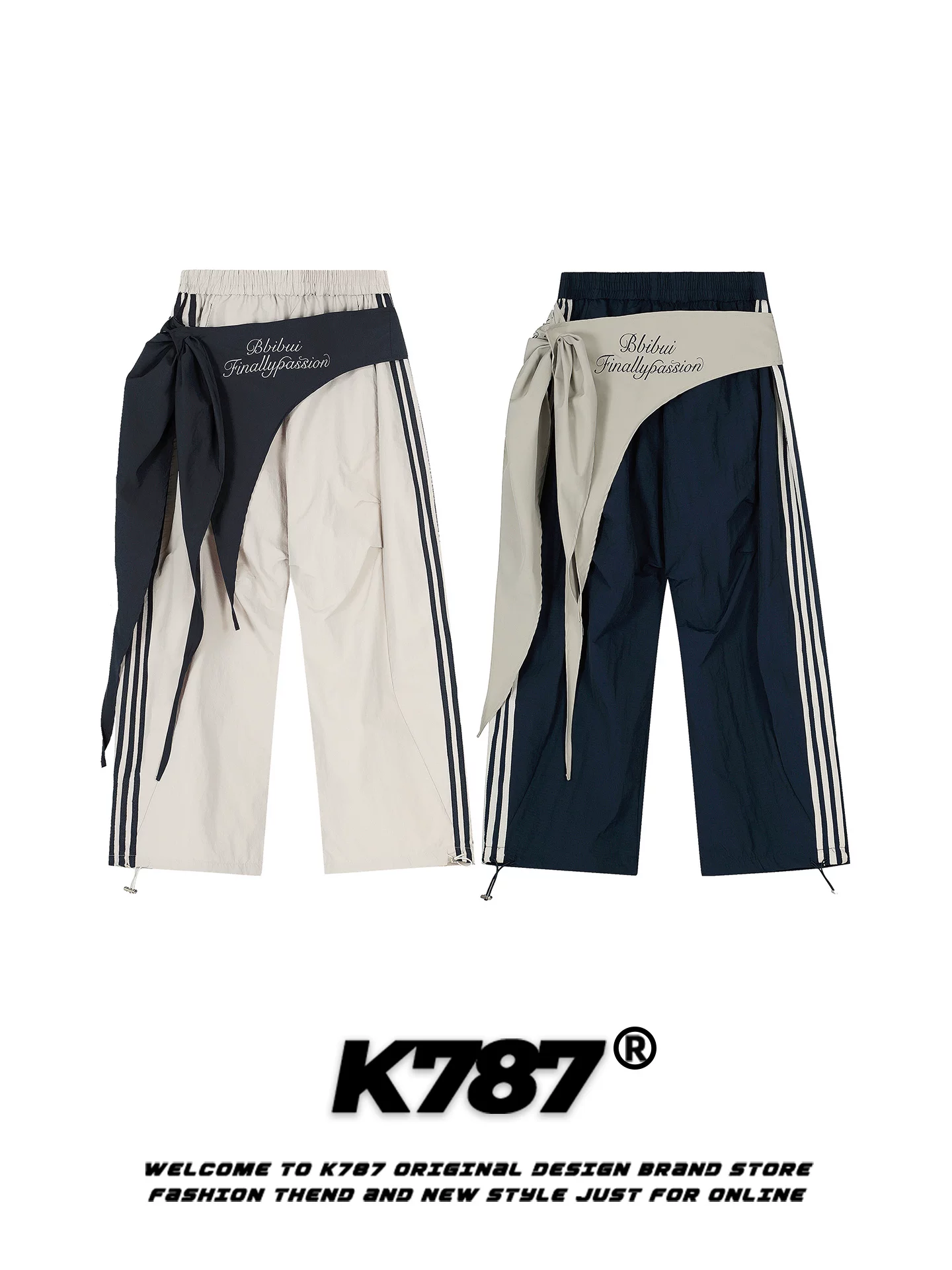 Quần dù sọc kiểu Mỹ cổ điển K787 unisex, thời trang, rộng rãi, thích hợp cho khiêu vũ jazz và thể thao