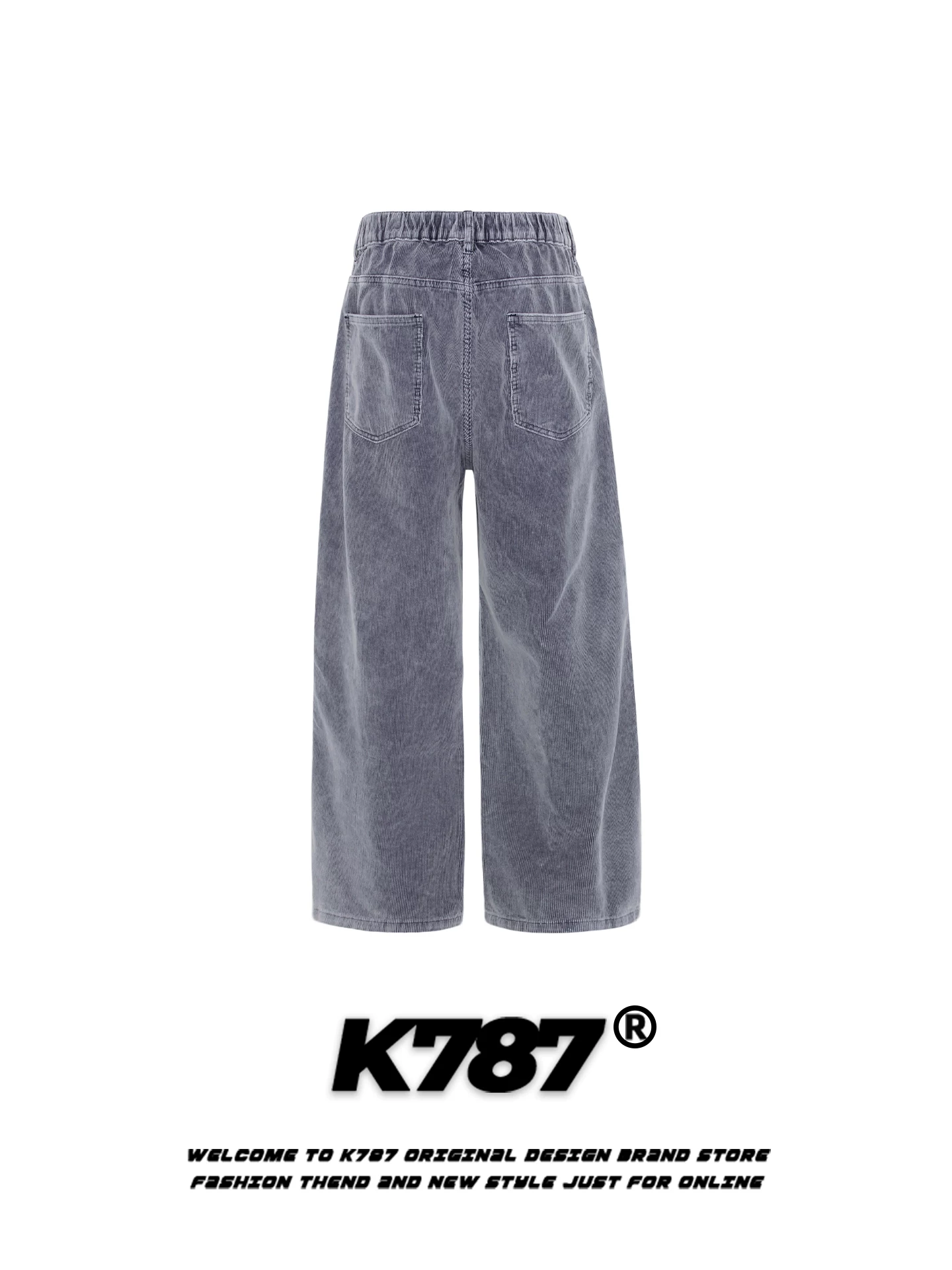 Quần âu kiểu Mỹ cổ điển K787 chất liệu corduroy, thiết kế rách cá tính, dành cho nam và nữ, dáng rộng, phong cách tiền đại lý, đường phố, ống thẳng, ống rộng.