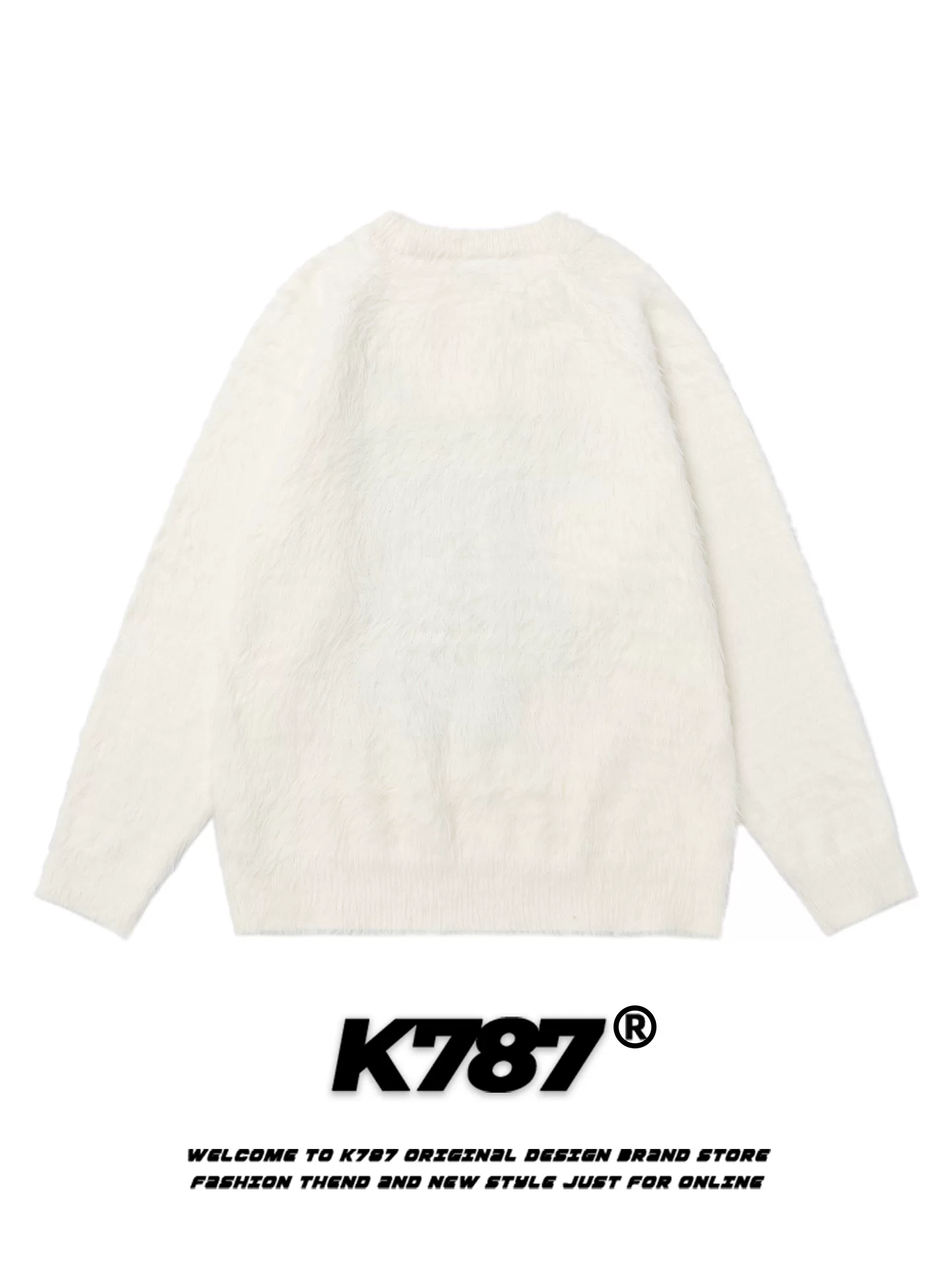 Áo len cổ tròn in họa tiết retro Mỹ K787, kiểu dáng thể thao đường phố unisex, phối màu, chất liệu dệt kim dành cho cặp đôi