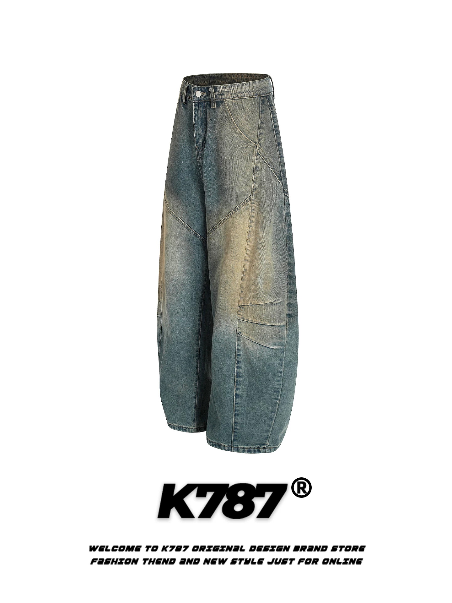 Quần jeans nam K787 kiểu đường phố Mỹ, phong cách xước rách, thương hiệu thời thượng, đường may lộ, dáng rộng, thoải mái, ống rộng