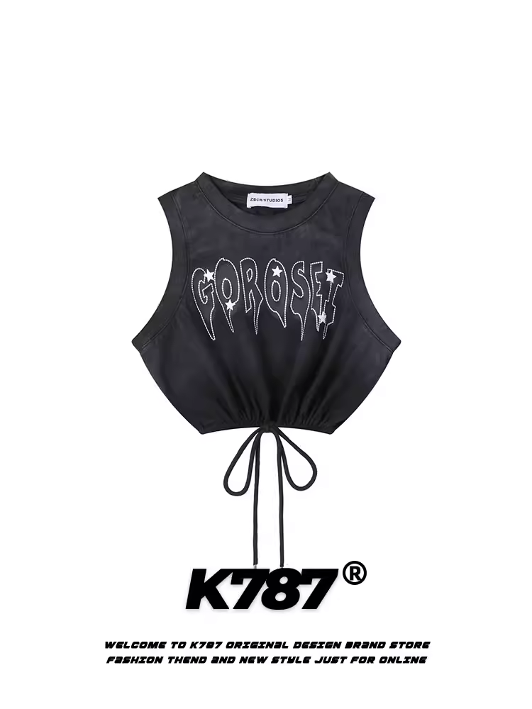 Áo ba lỗ nữ K787 kiểu dáng hot girl, phối màu gradient, thiết kế buộc dây, không tay, phong cách cá tính, màu đỏ hồng, kiểu dáng thời trang.